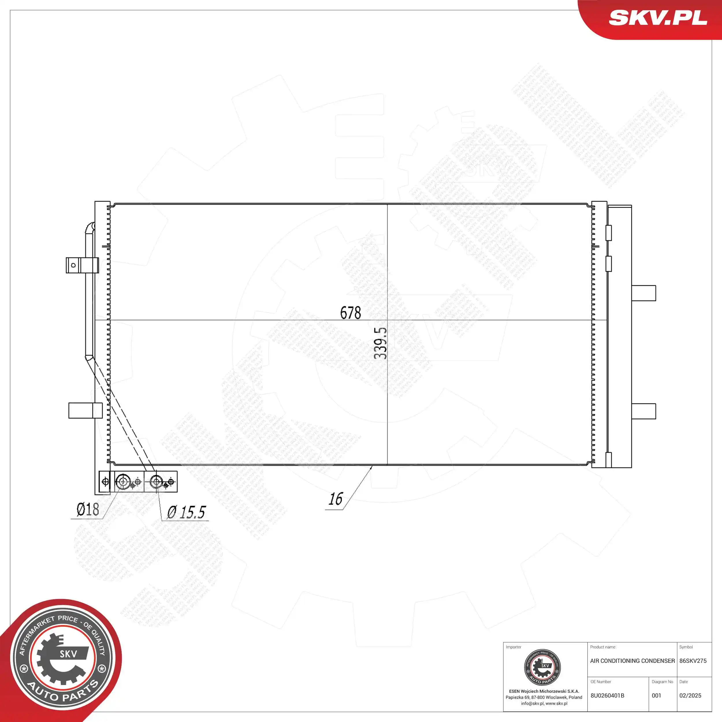 Condenser, air conditioning 86SKV275
