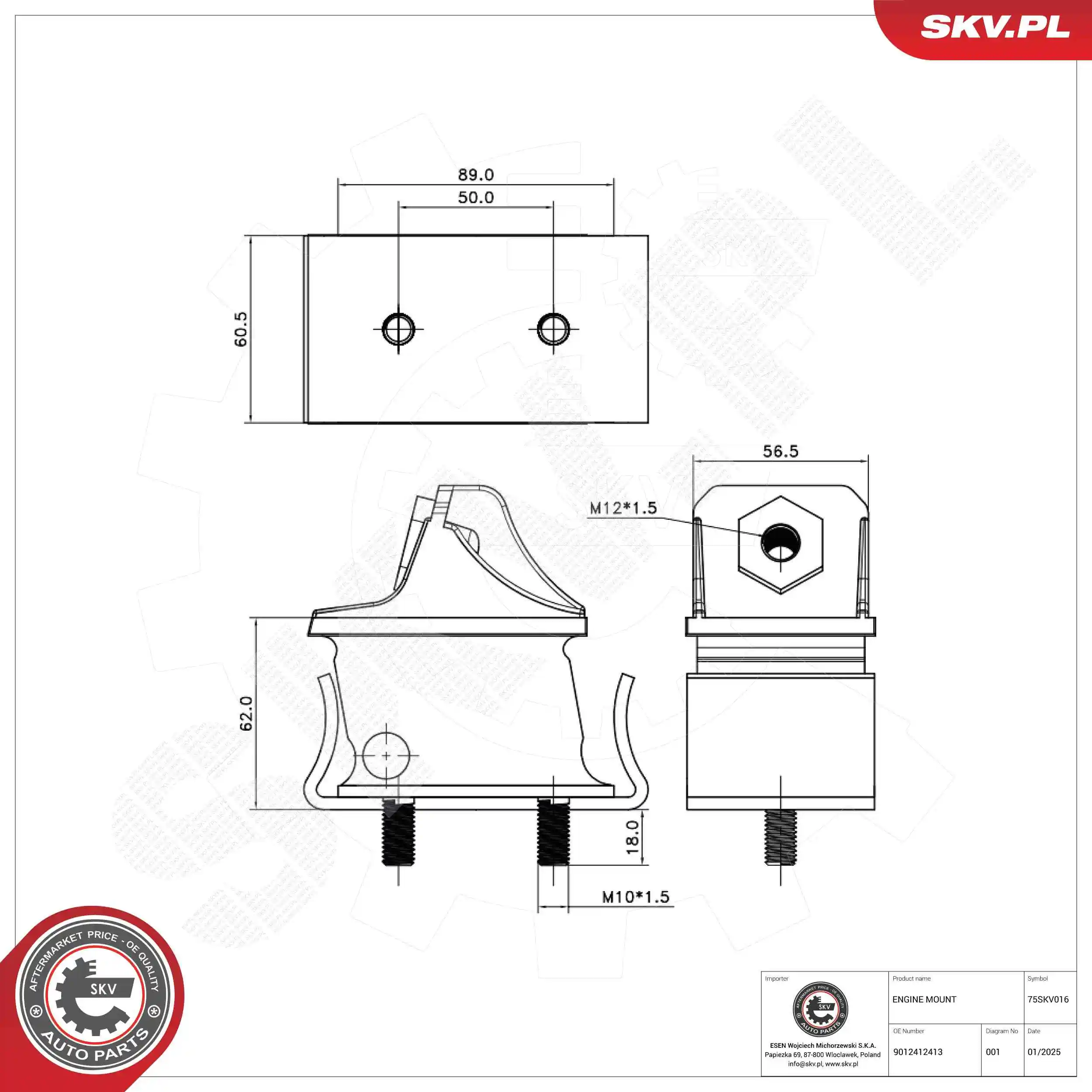 Mounting, engine 75SKV016