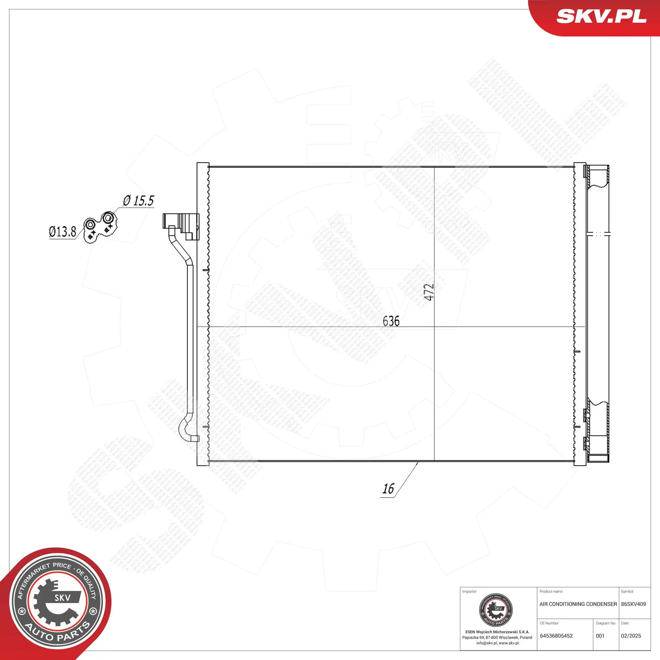 Condenser, air conditioning 86SKV409