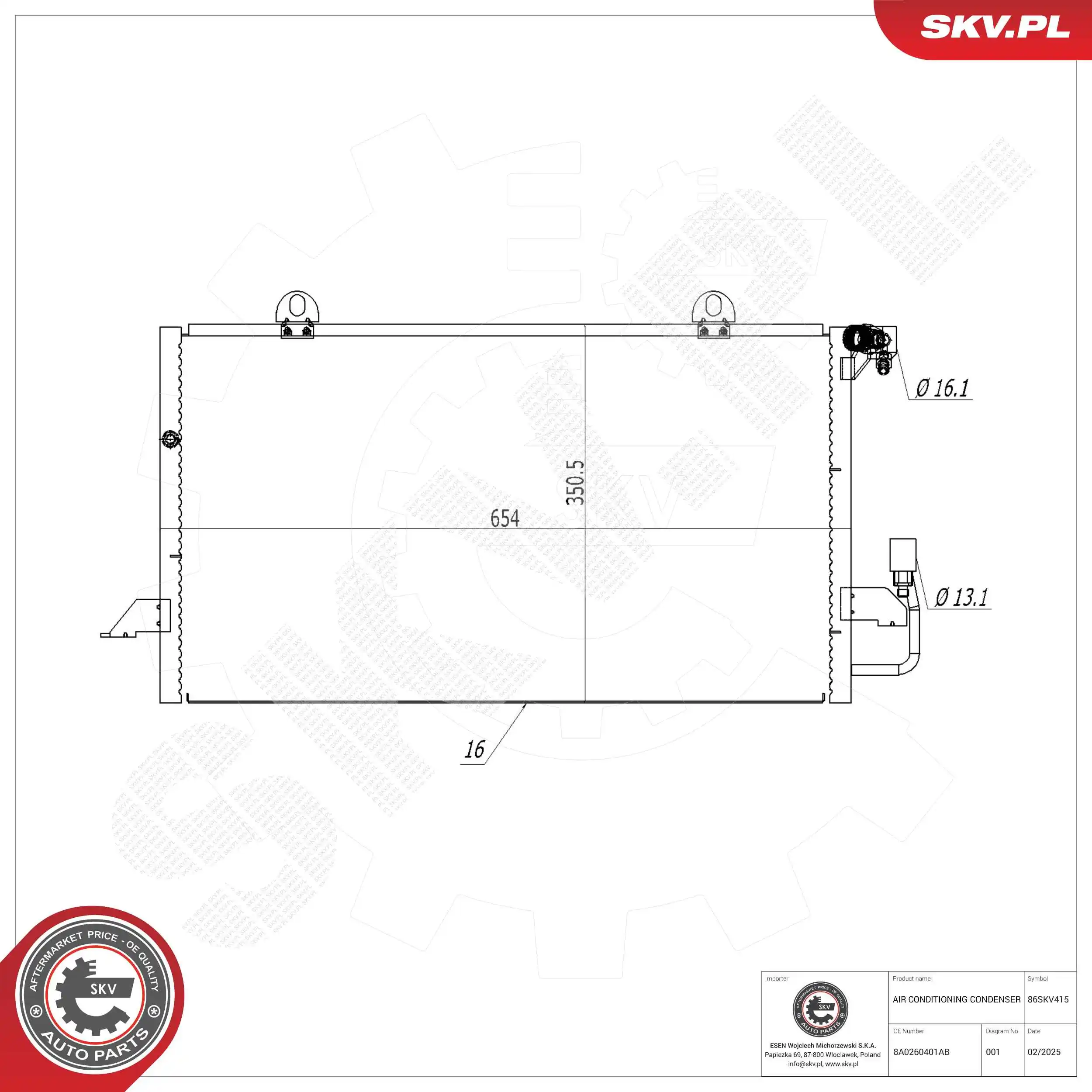 Condenser, air conditioning 86SKV415