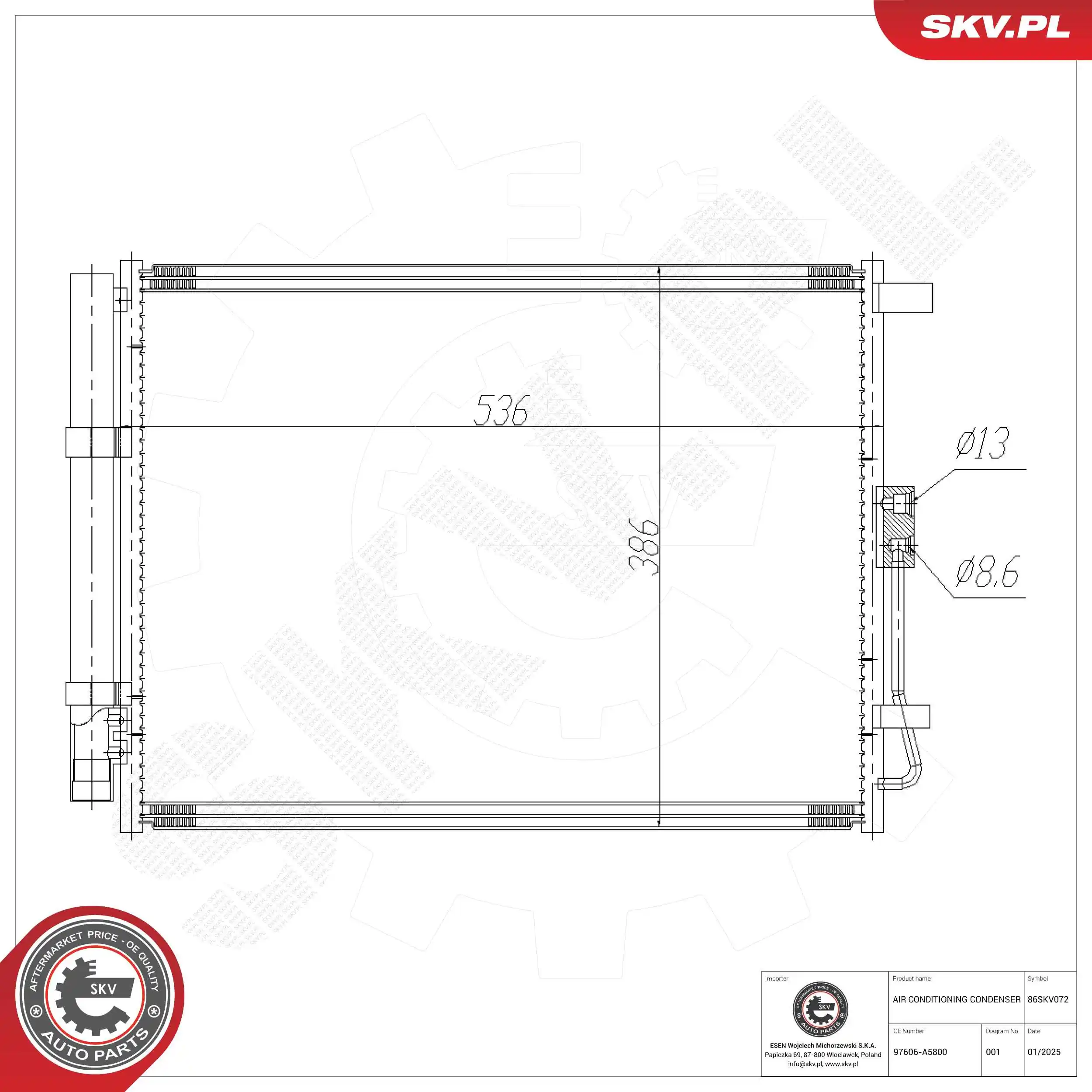 Condenser, air conditioning 86SKV072