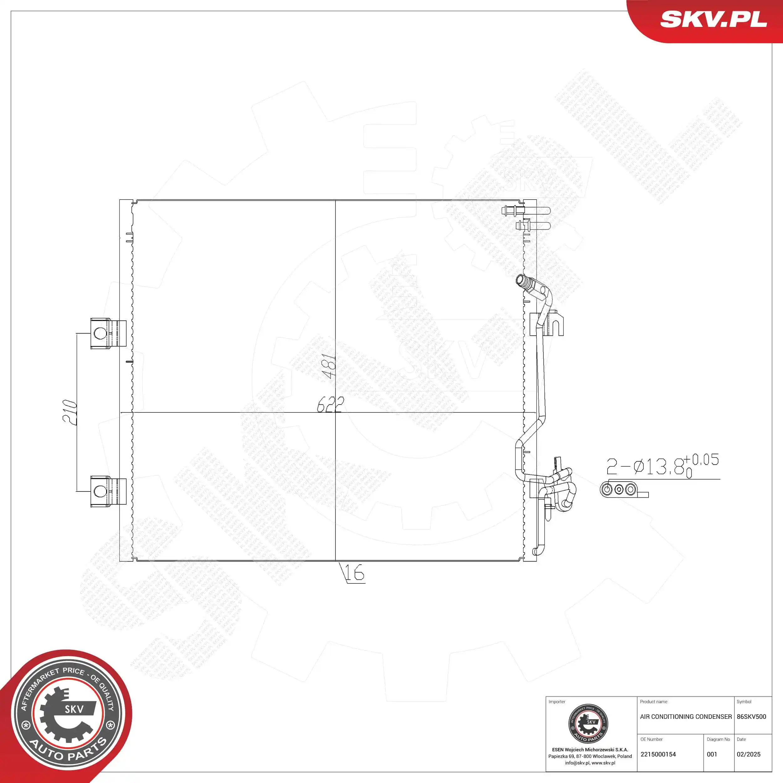 Condenser, air conditioning 86SKV500