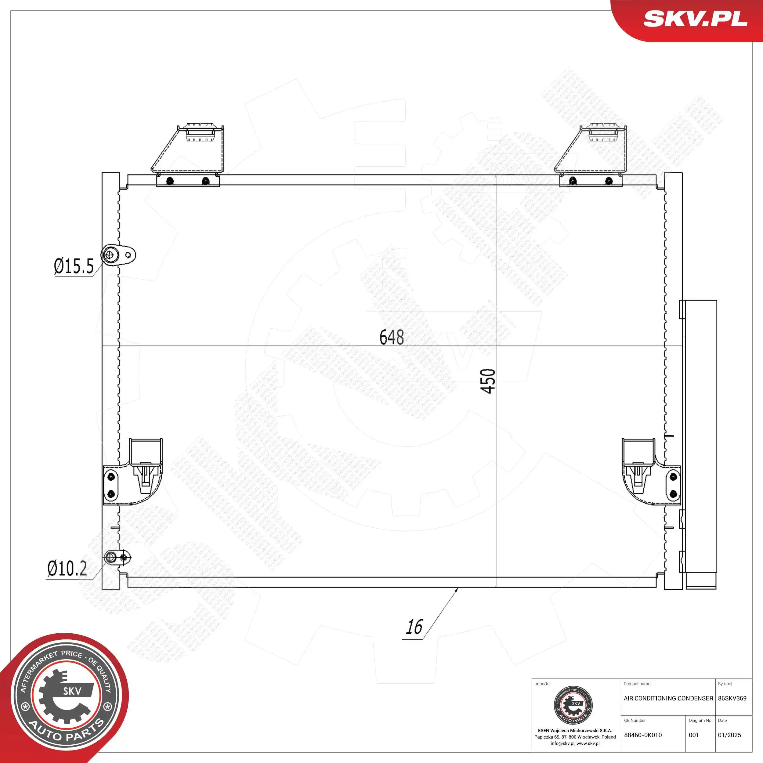Condenser, air conditioning 86SKV369