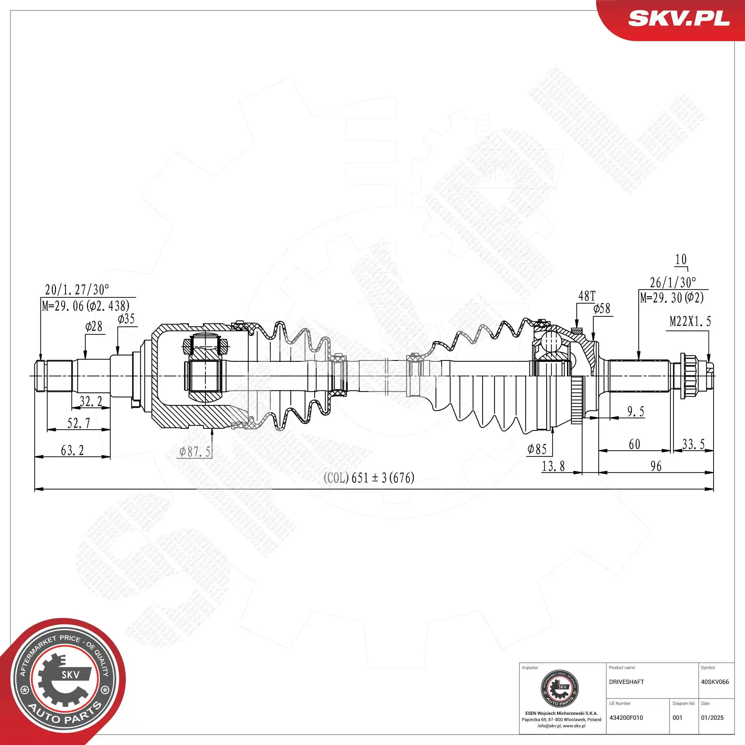 Drive Shaft 40SKV066