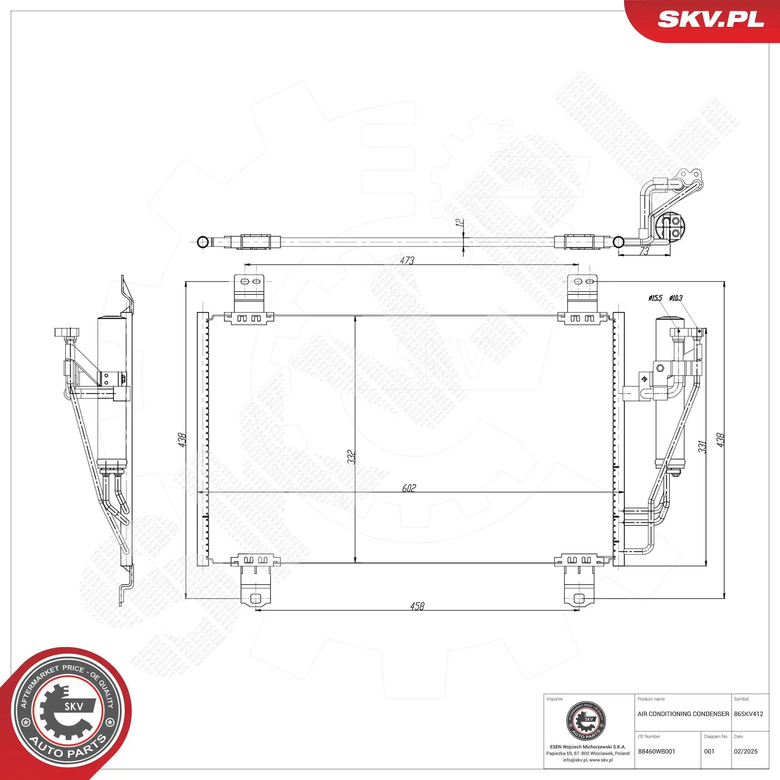 Condenser, air conditioning 86SKV412