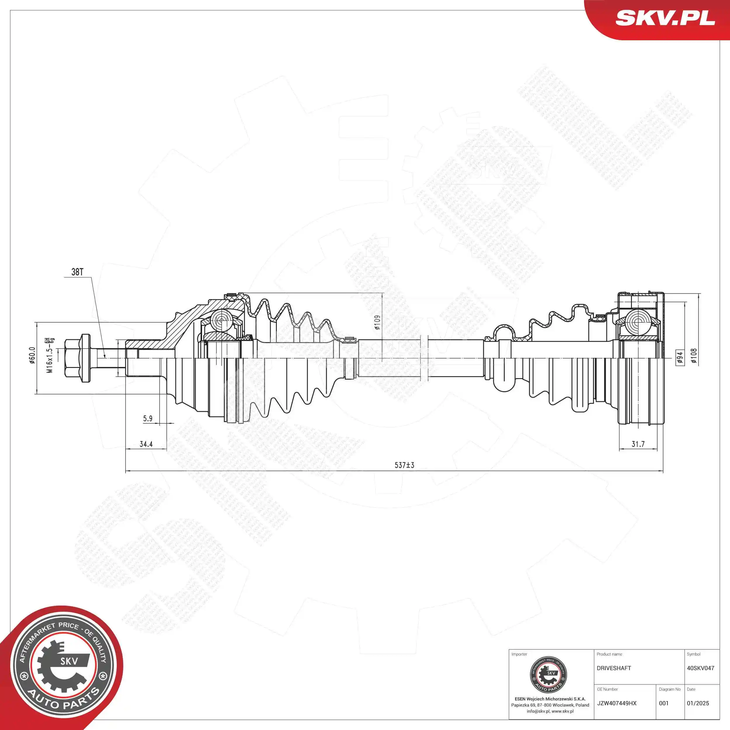 Drive Shaft 40SKV047