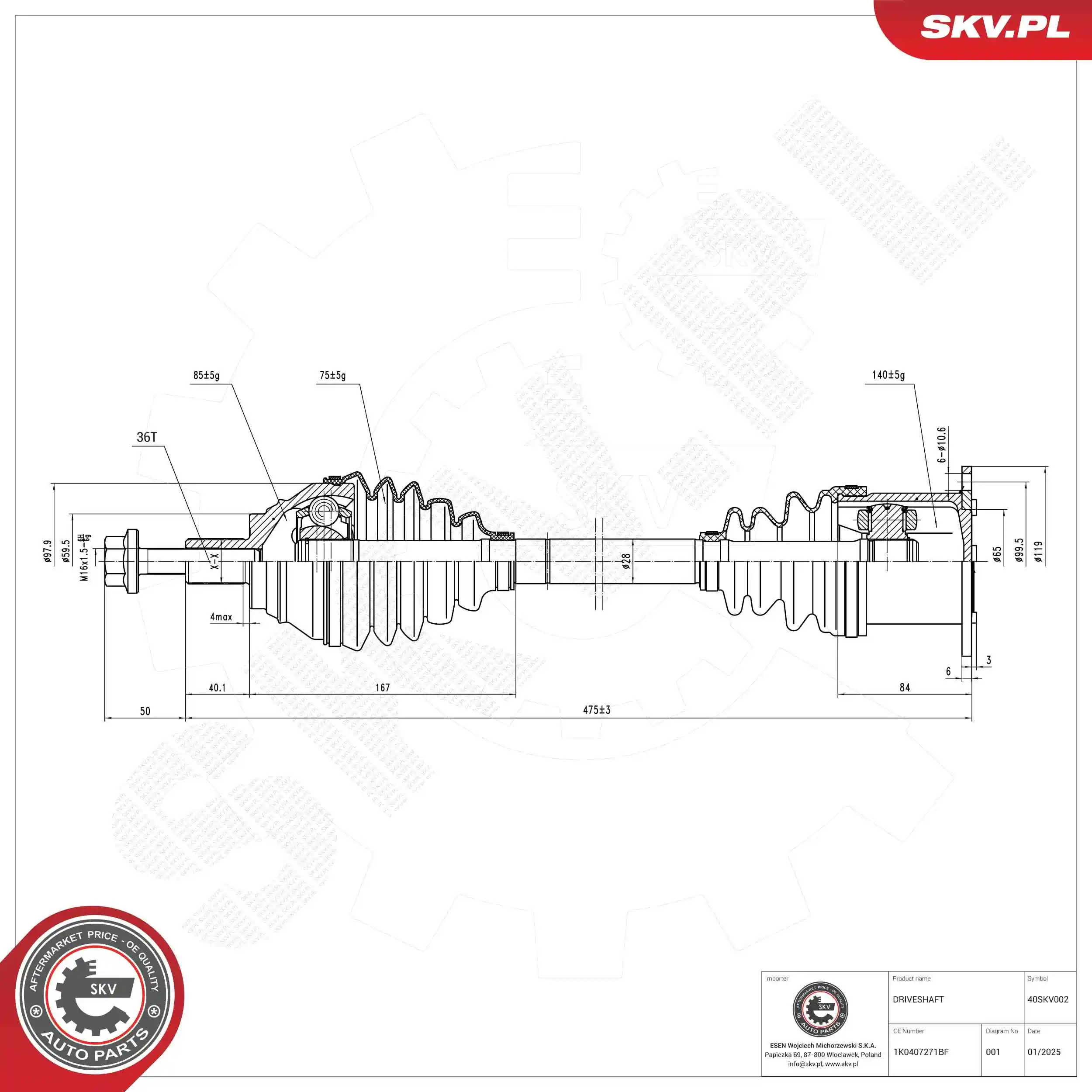 Drive Shaft 40SKV002
