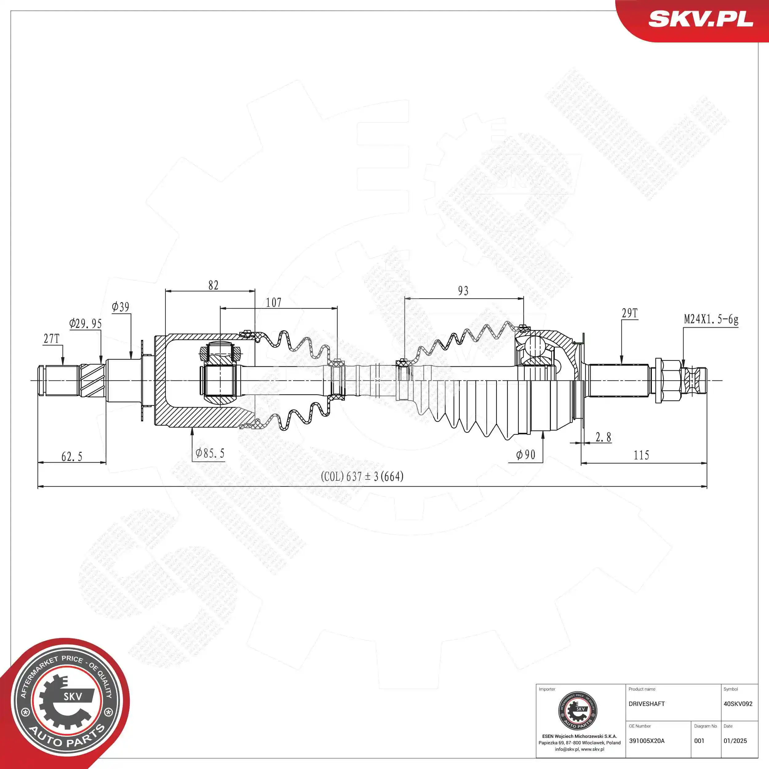 Drive Shaft 40SKV092