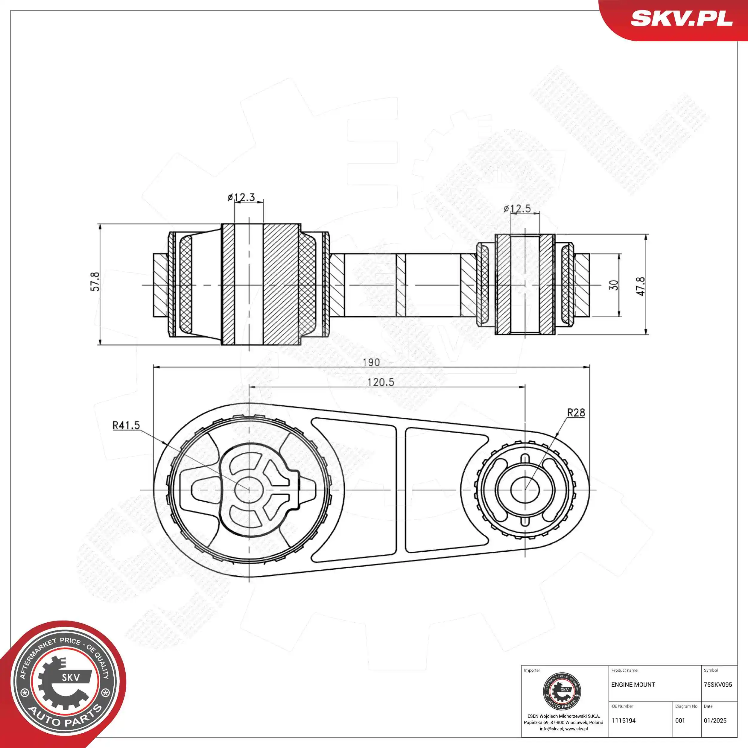 Mounting, engine 75SKV095
