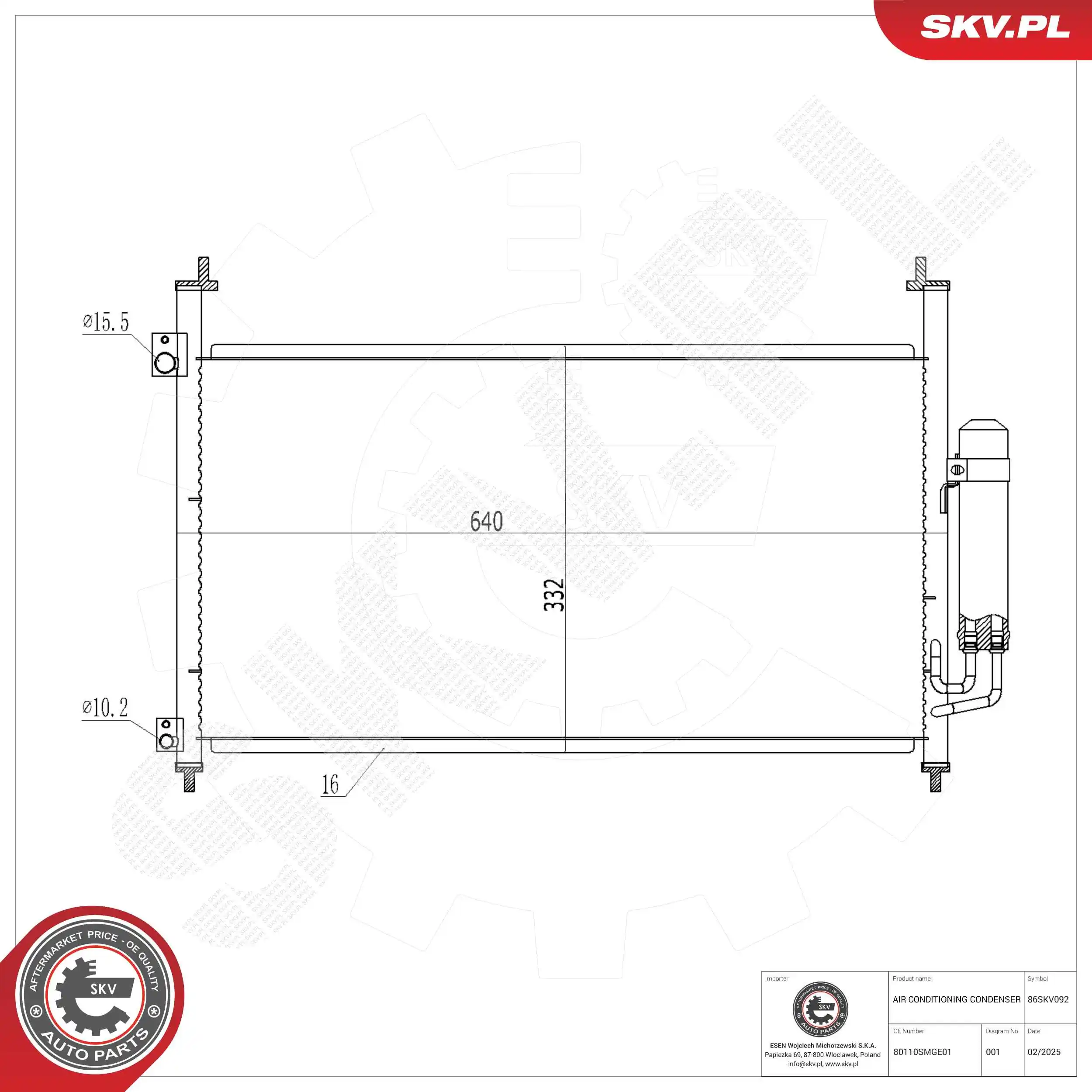 Condenser, air conditioning 86SKV092