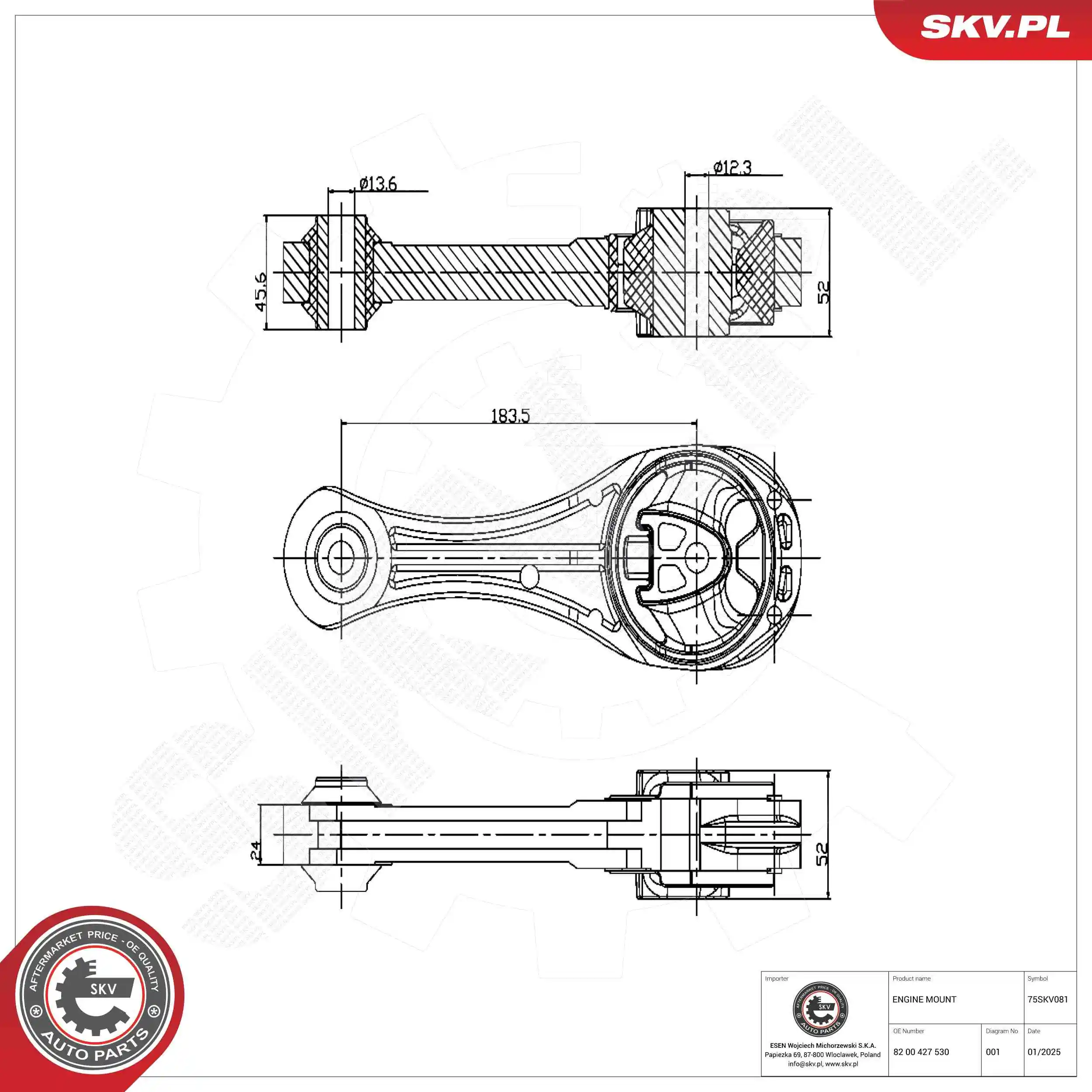 Mounting, engine 75SKV081