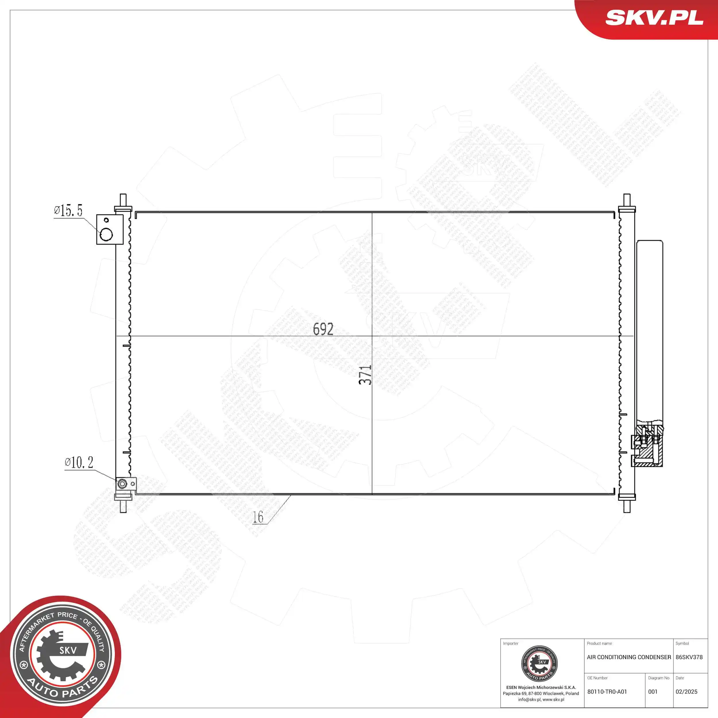 Condenser, air conditioning 86SKV378