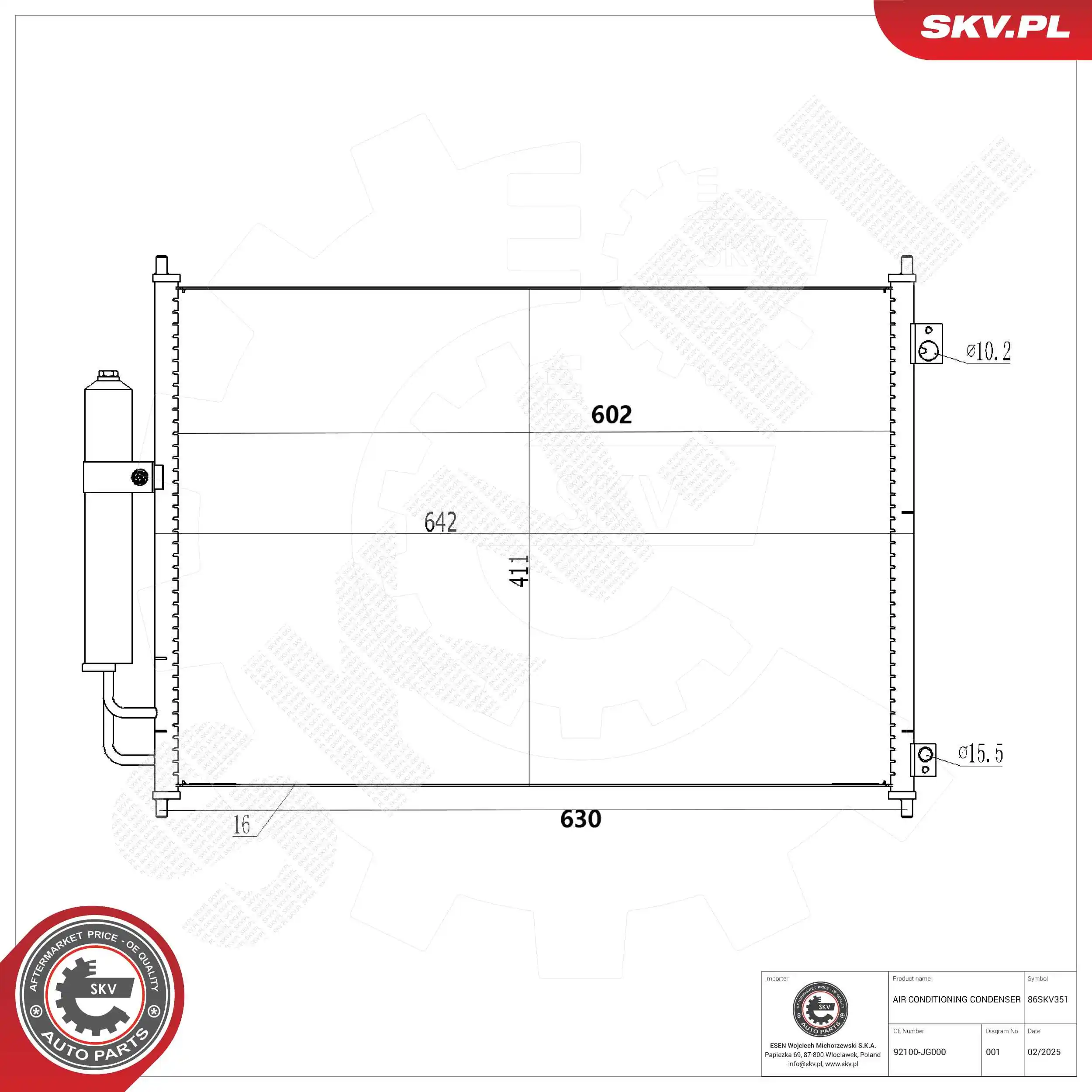 Condenser, air conditioning 86SKV351