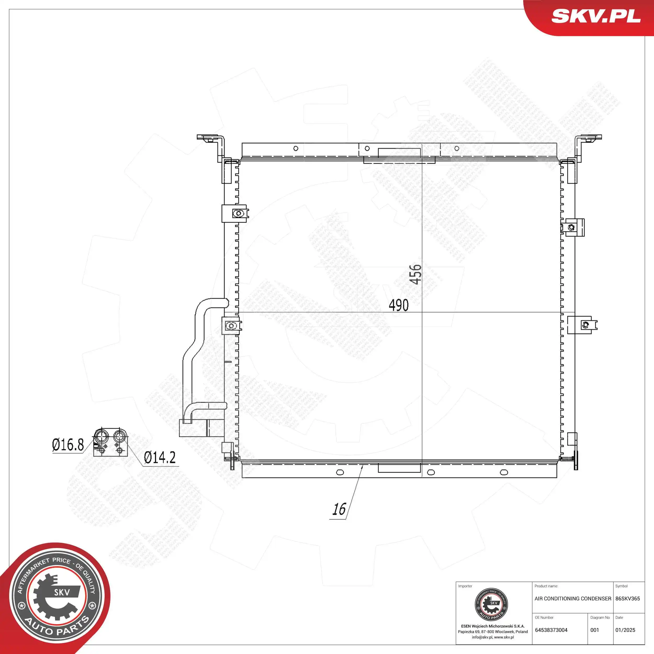 Condenser, air conditioning 86SKV365