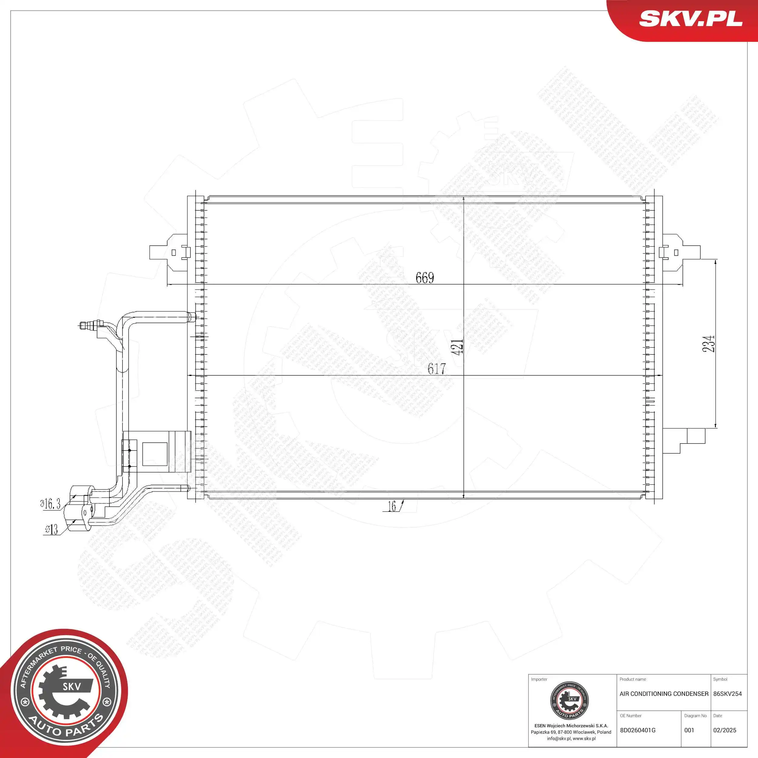 Condenser, air conditioning 86SKV254
