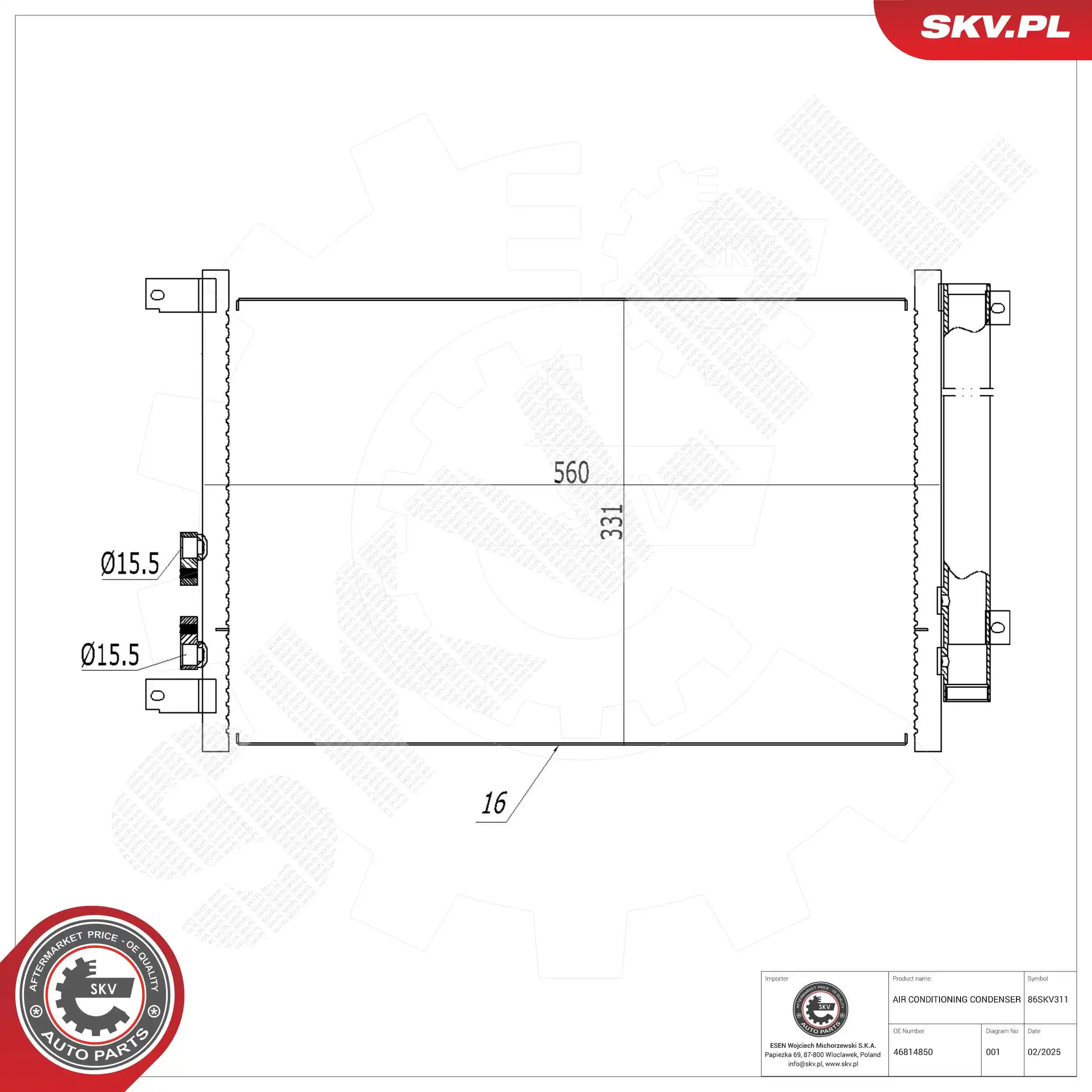 Condenser, air conditioning 86SKV311