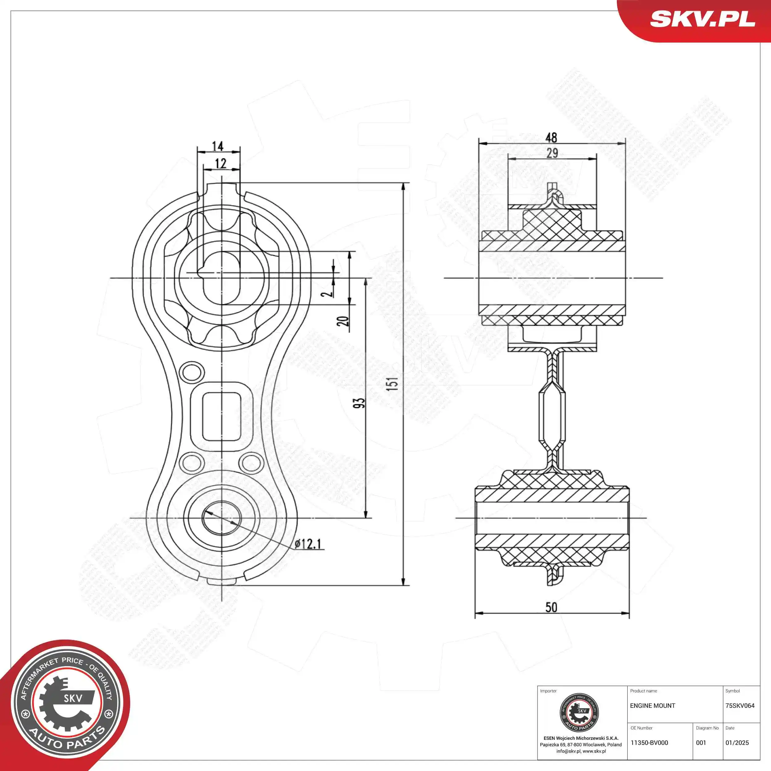 Mounting, engine 75SKV064
