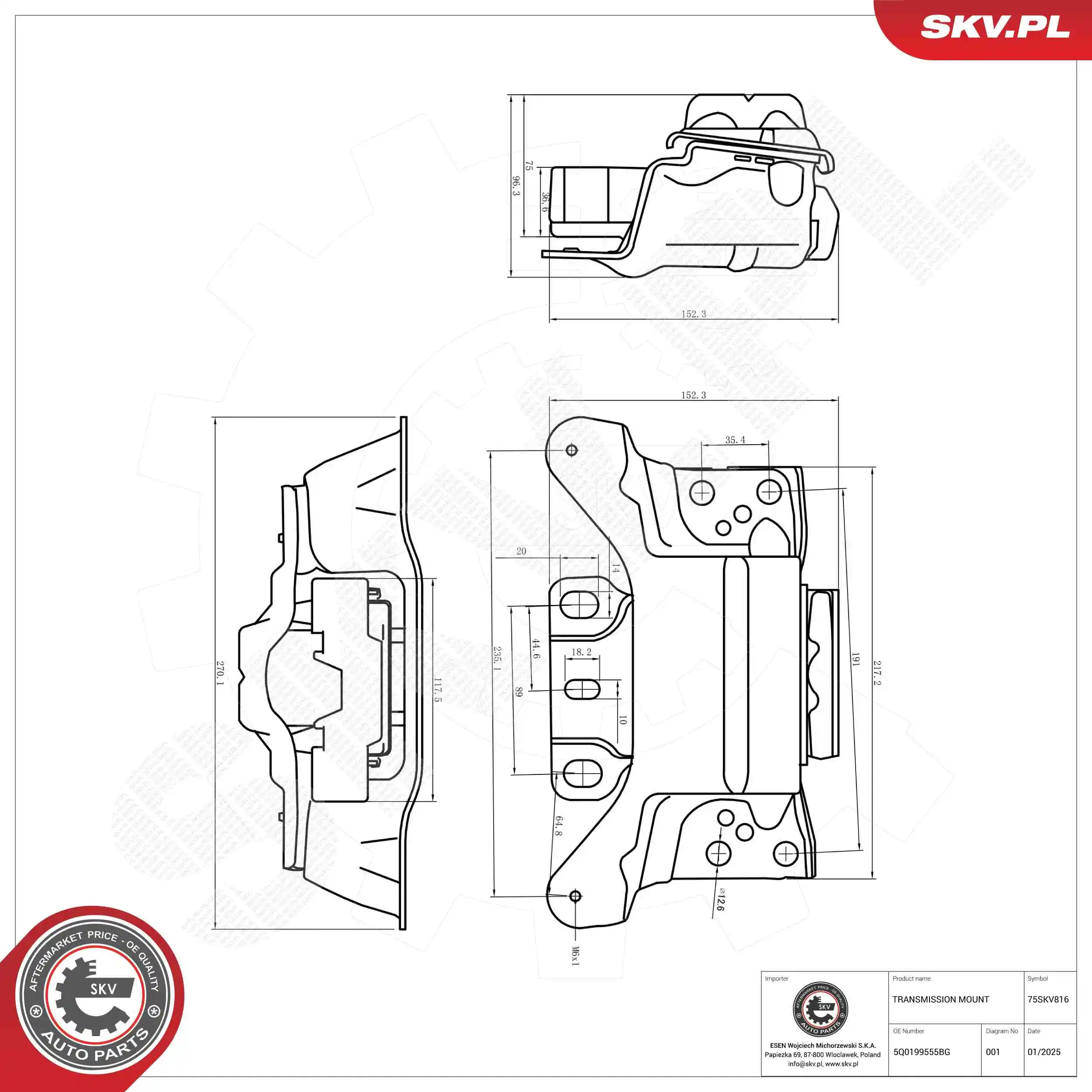 Mounting, automatic transmission 75SKV816