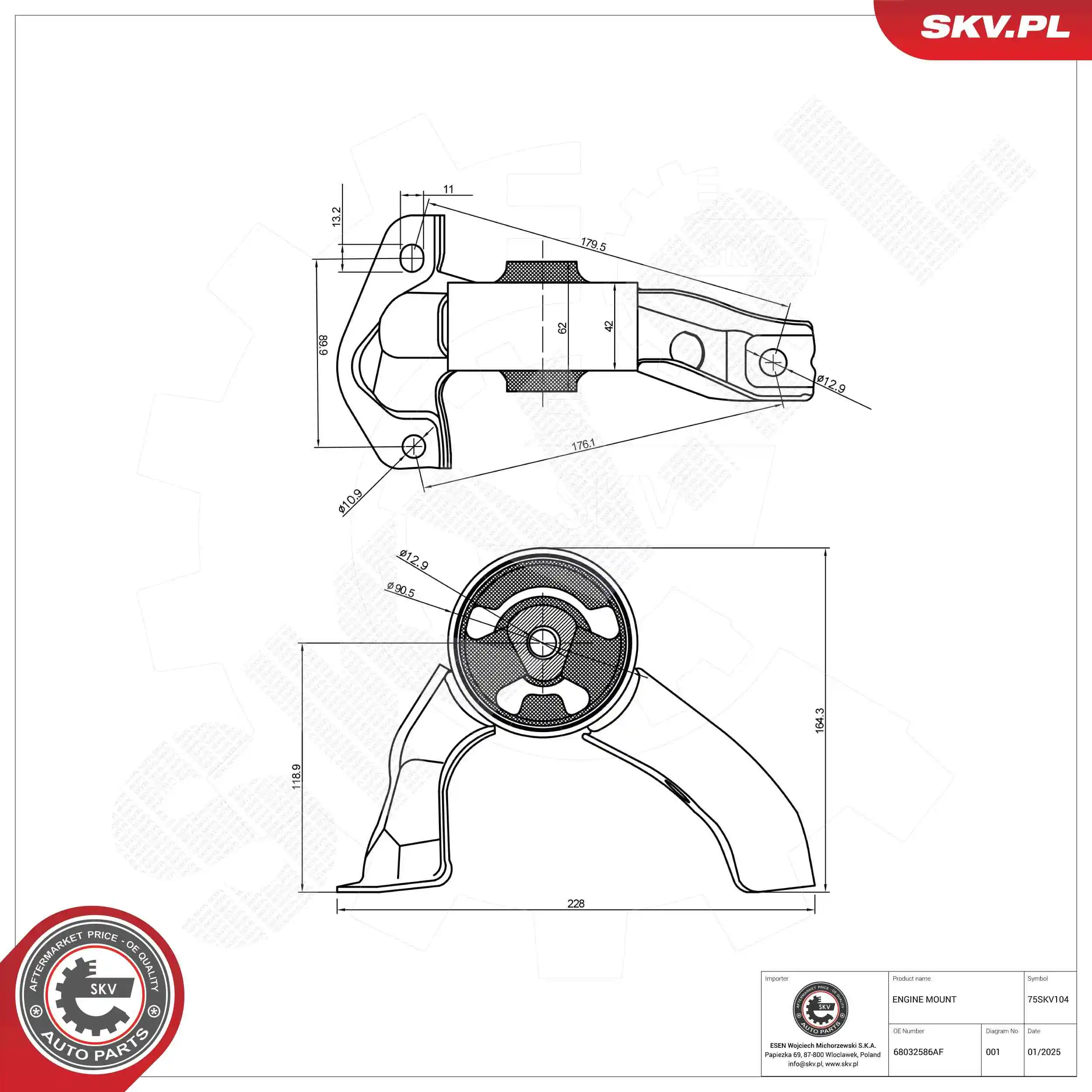 Mounting, engine 75SKV104