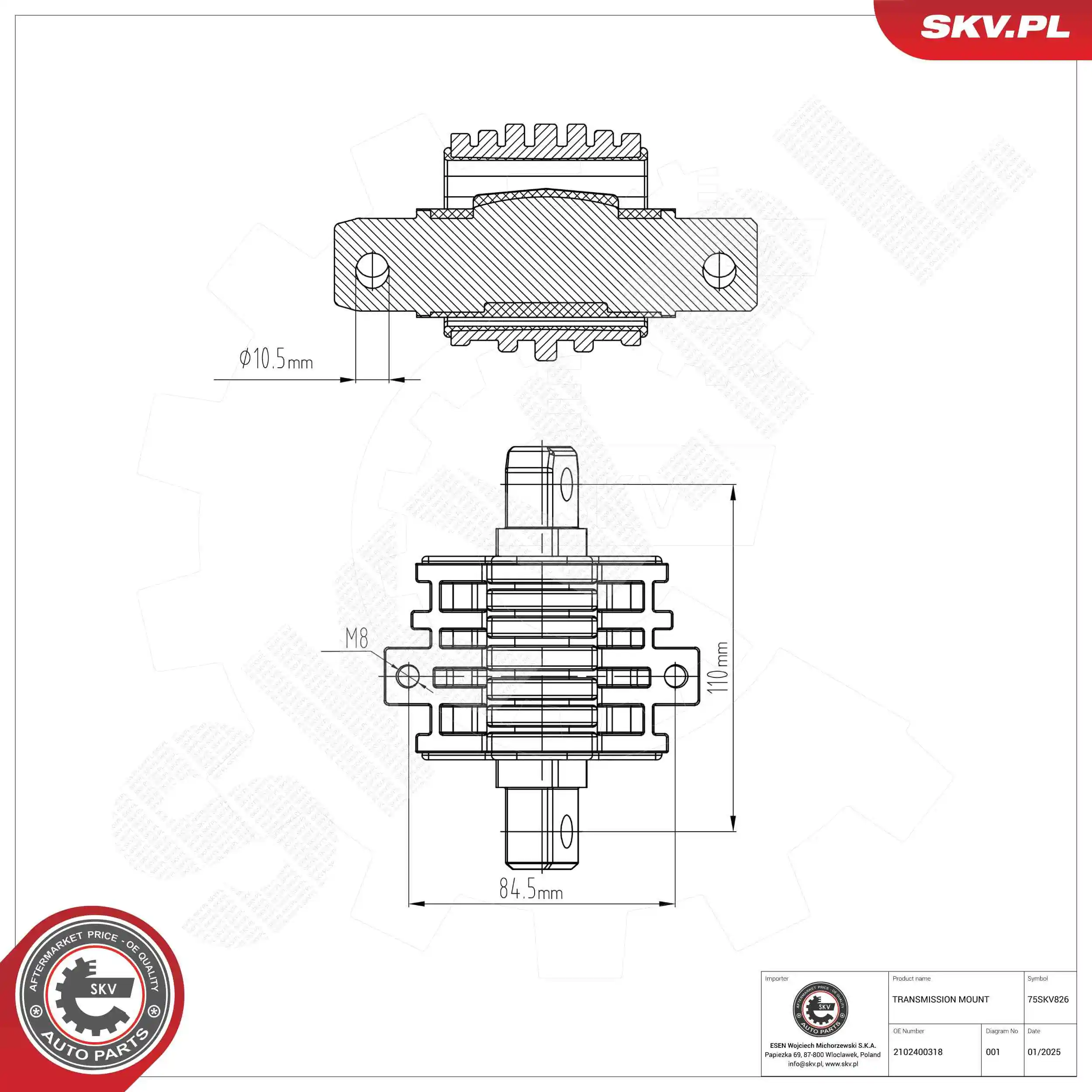 Mounting, manual transmission 75SKV826