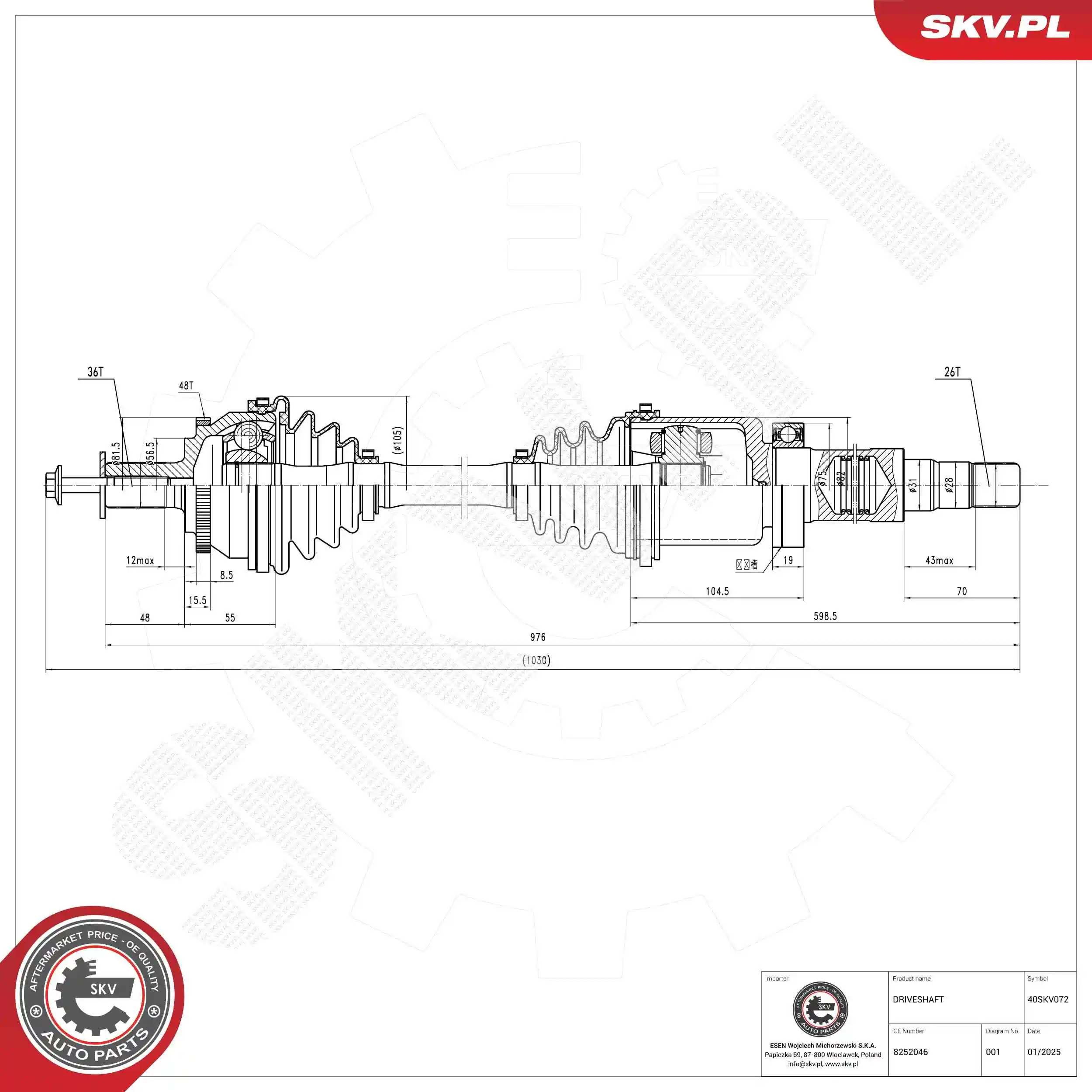 Drive Shaft 40SKV072