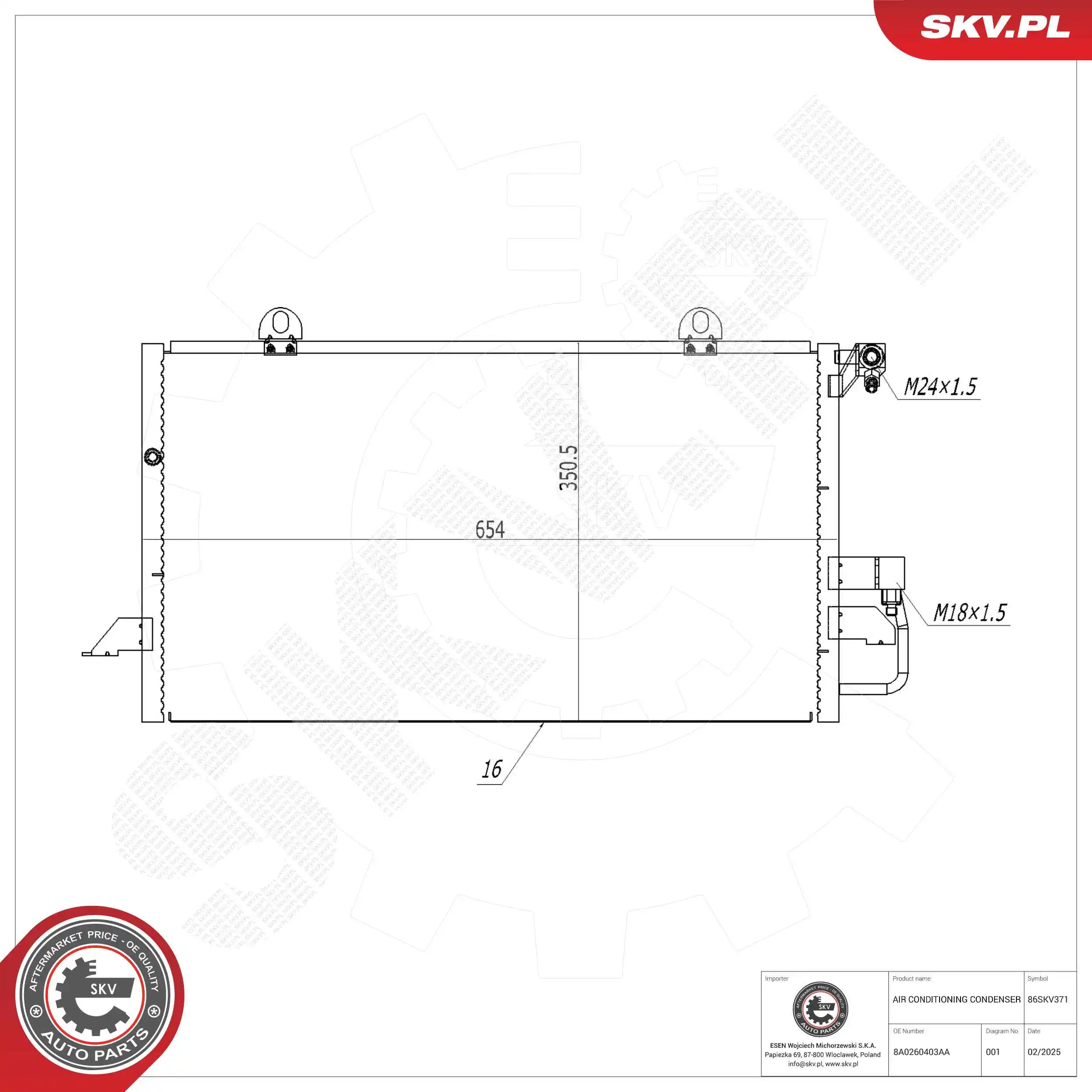 Condenser, air conditioning 86SKV371