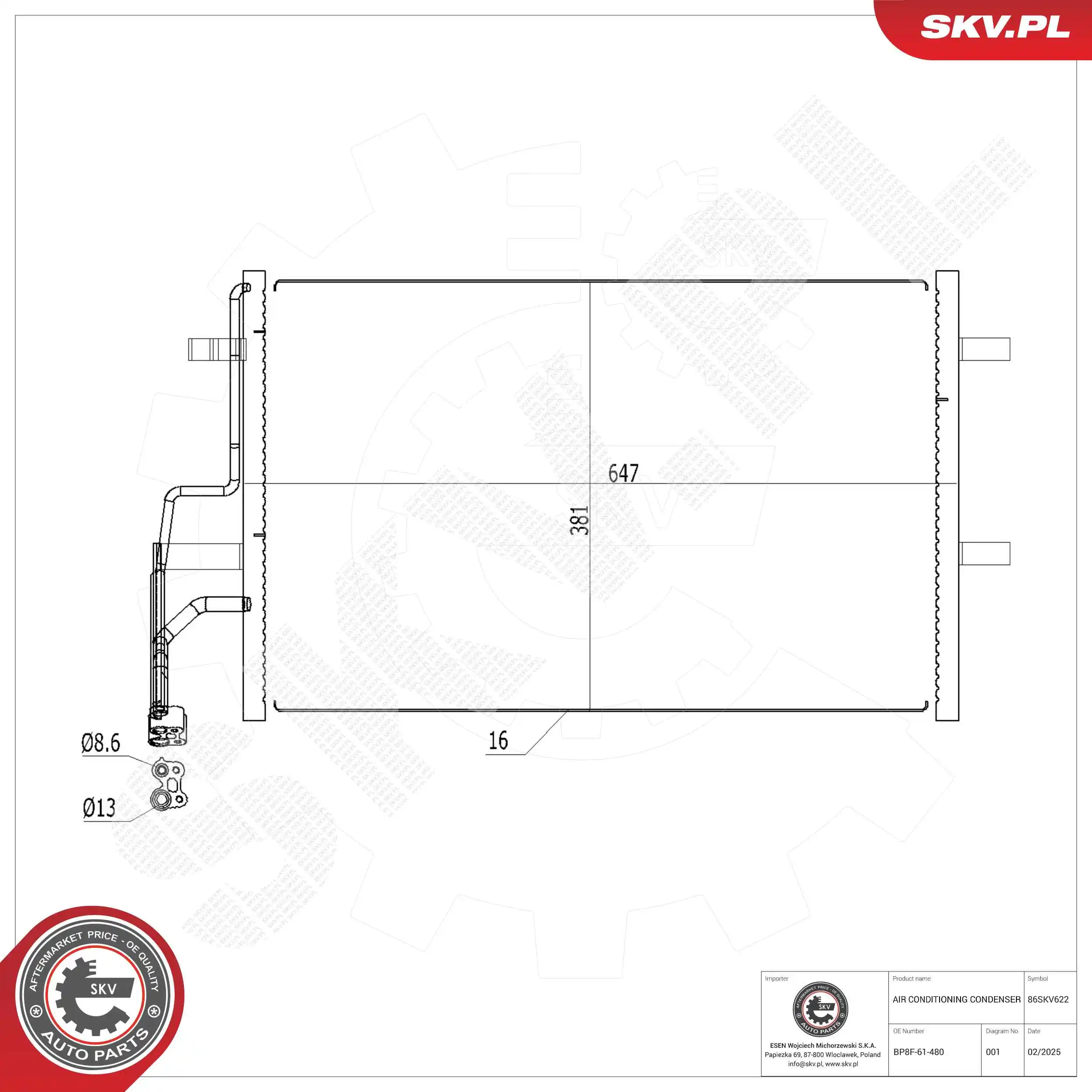 Condenser, air conditioning 86SKV622