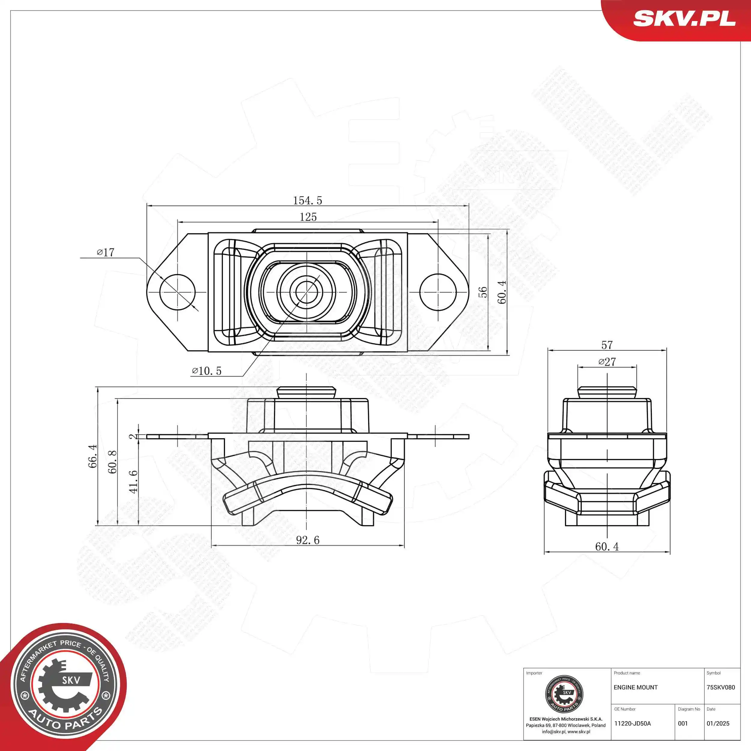 Mounting, engine 75SKV080