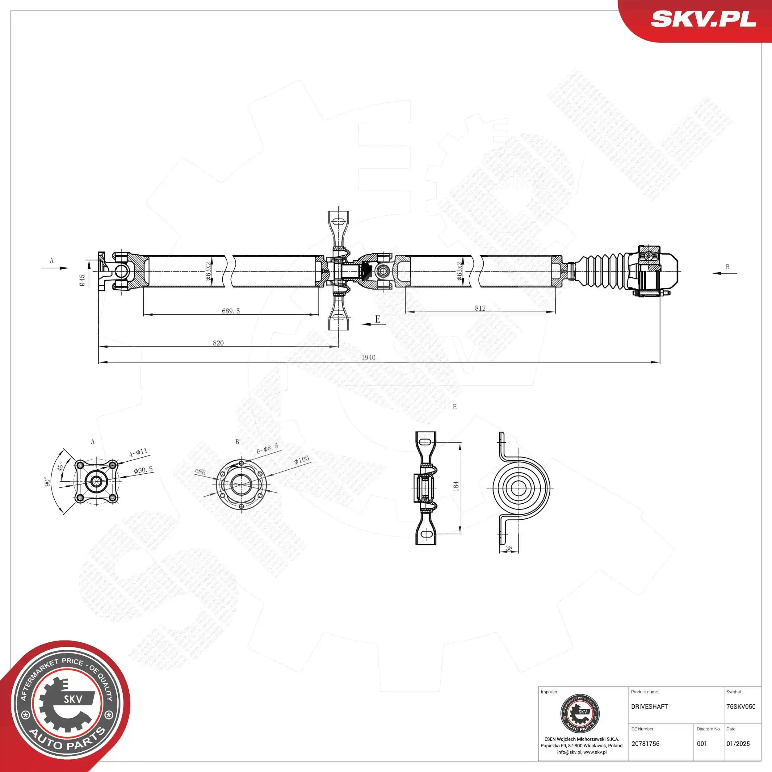 Drive Shaft 76SKV050