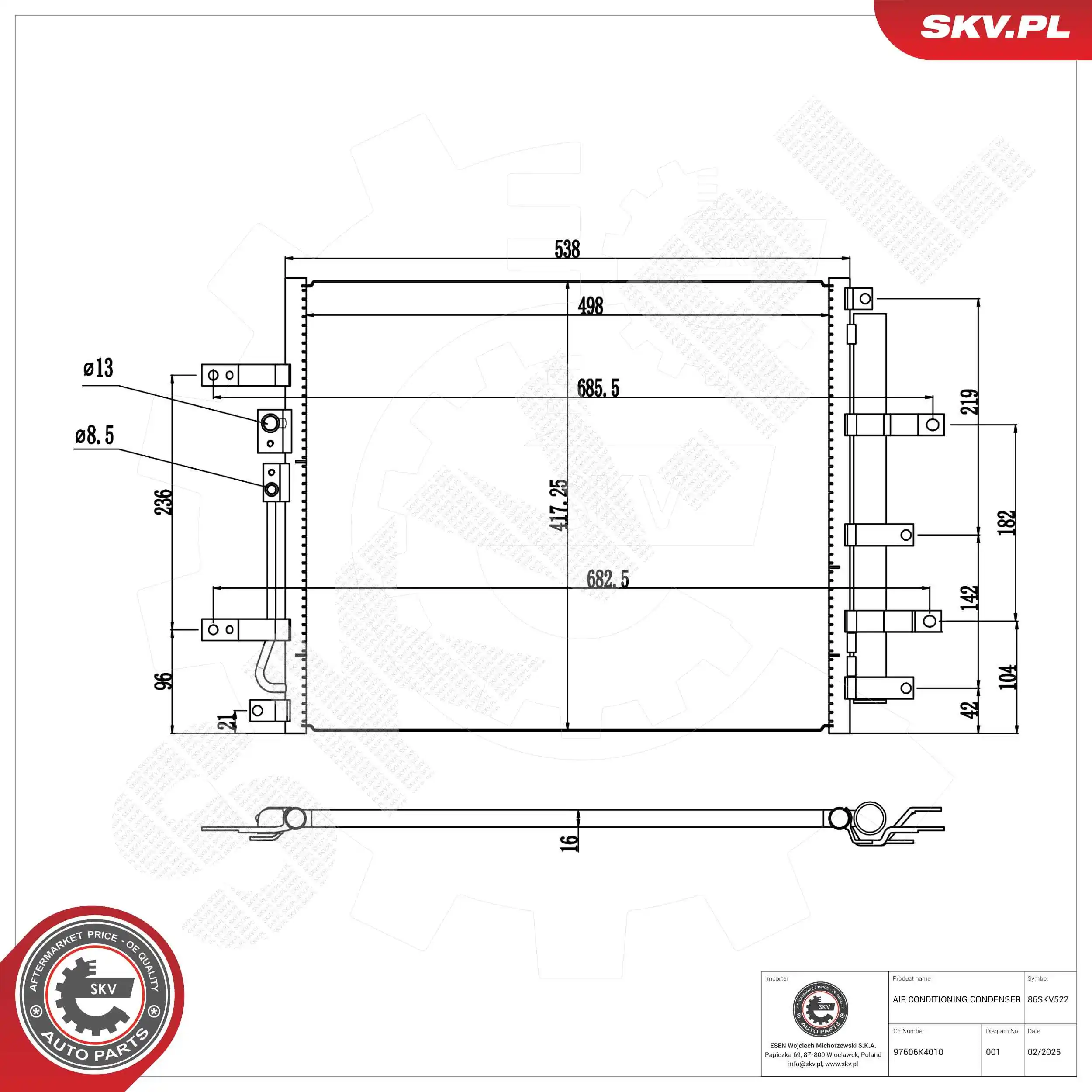 Condenser, air conditioning 86SKV522
