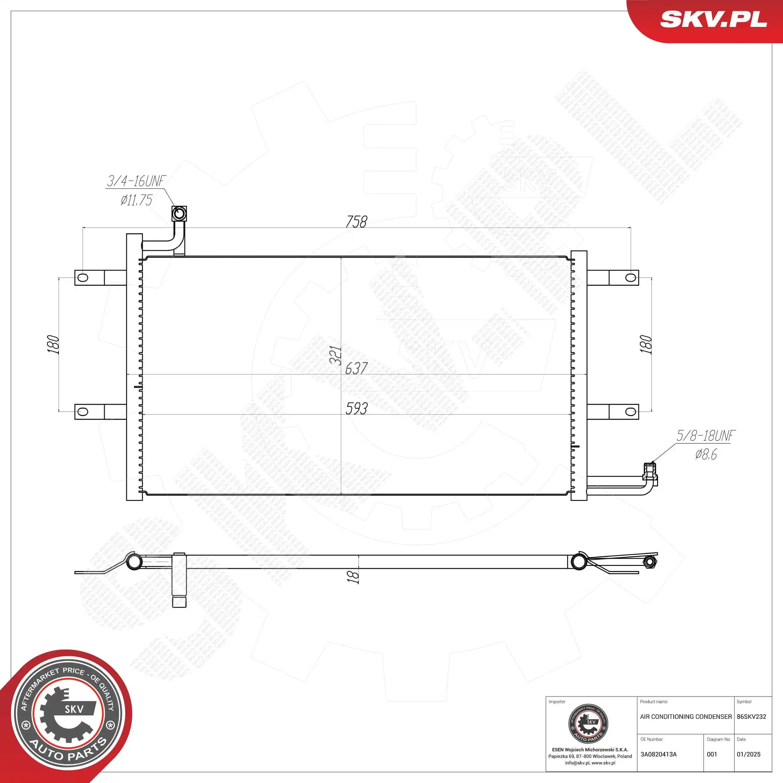 Condenser, air conditioning 86SKV232