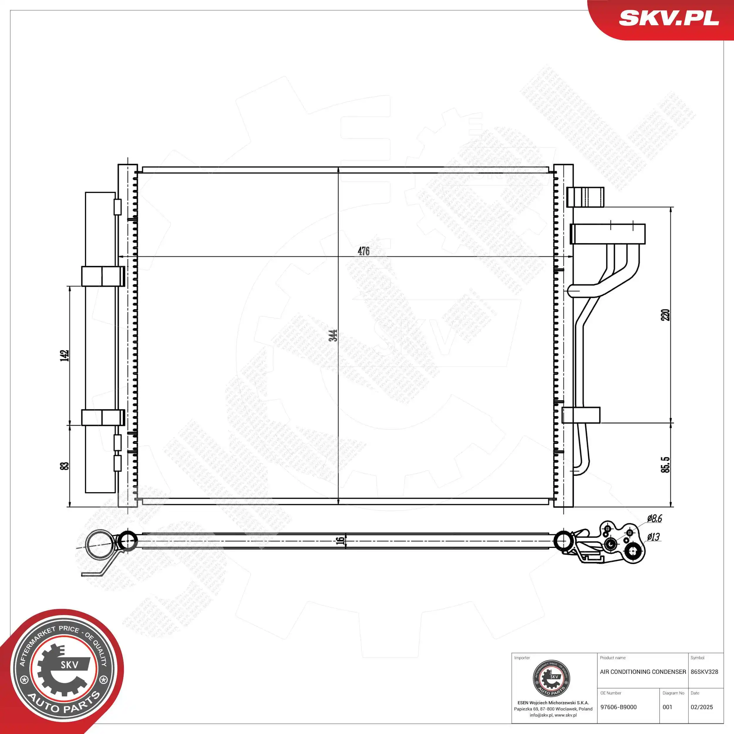 Condenser, air conditioning 86SKV328