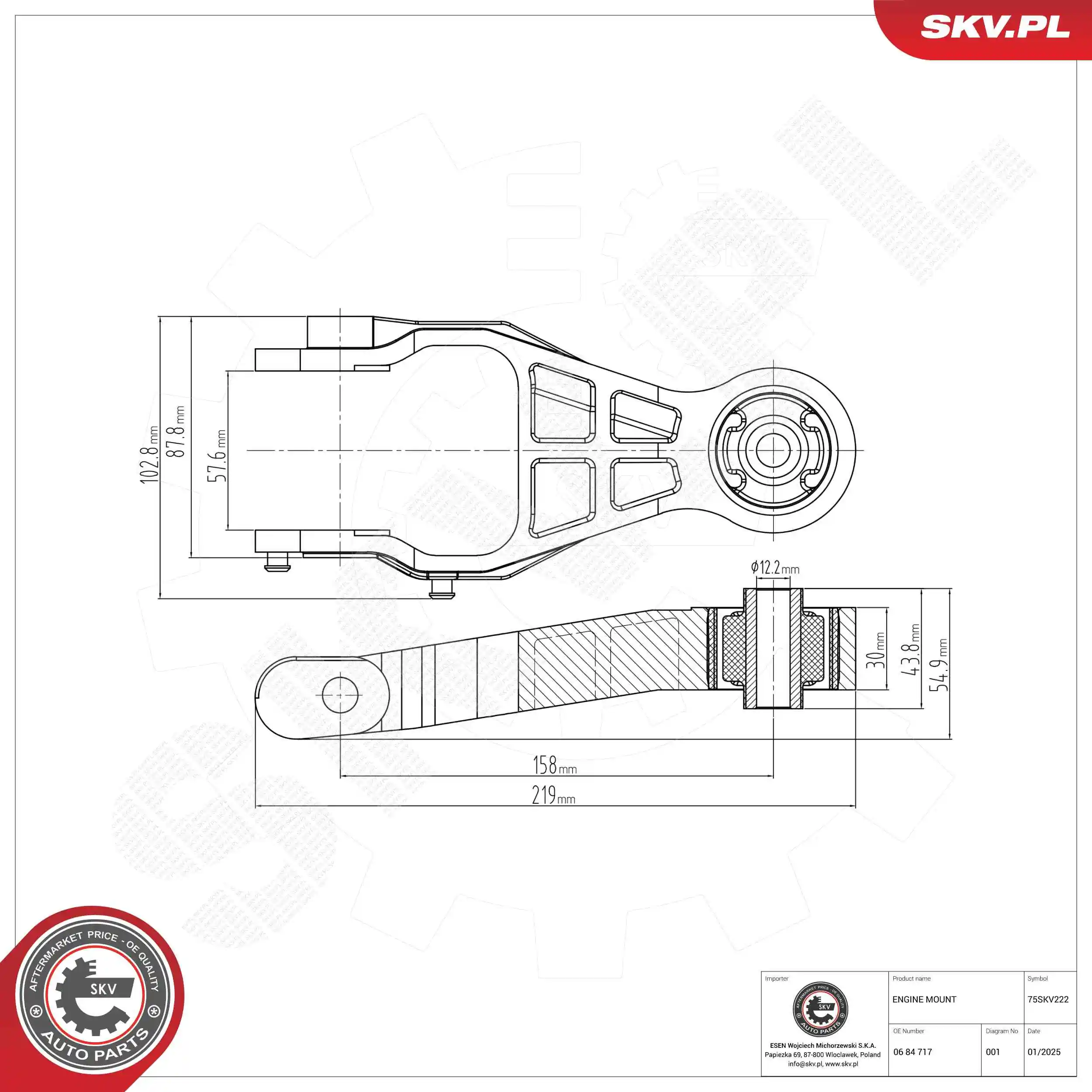 Mounting, engine 75SKV222