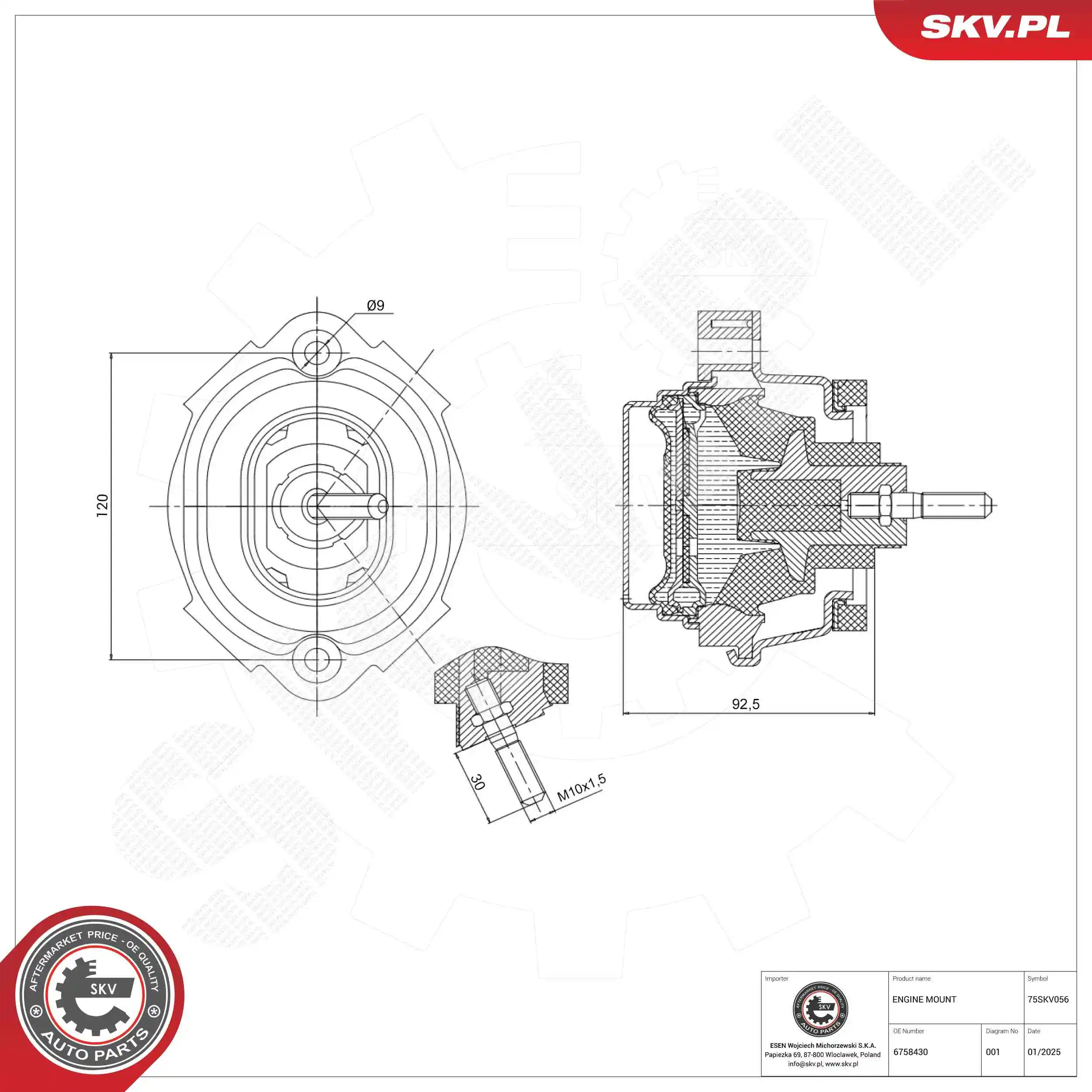 Mounting, engine 75SKV056