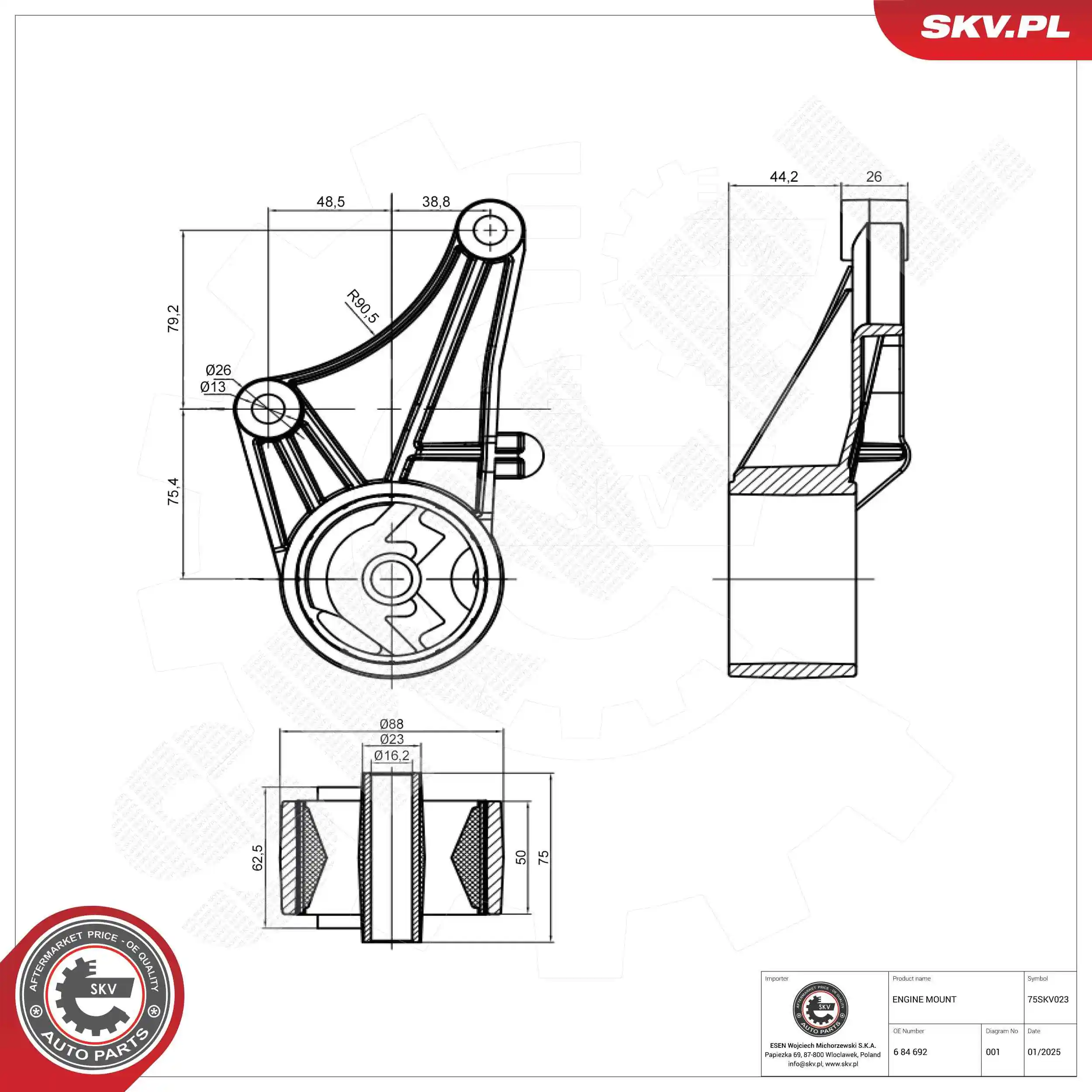 ESEN SKV 75SKV023 Mounting, engine