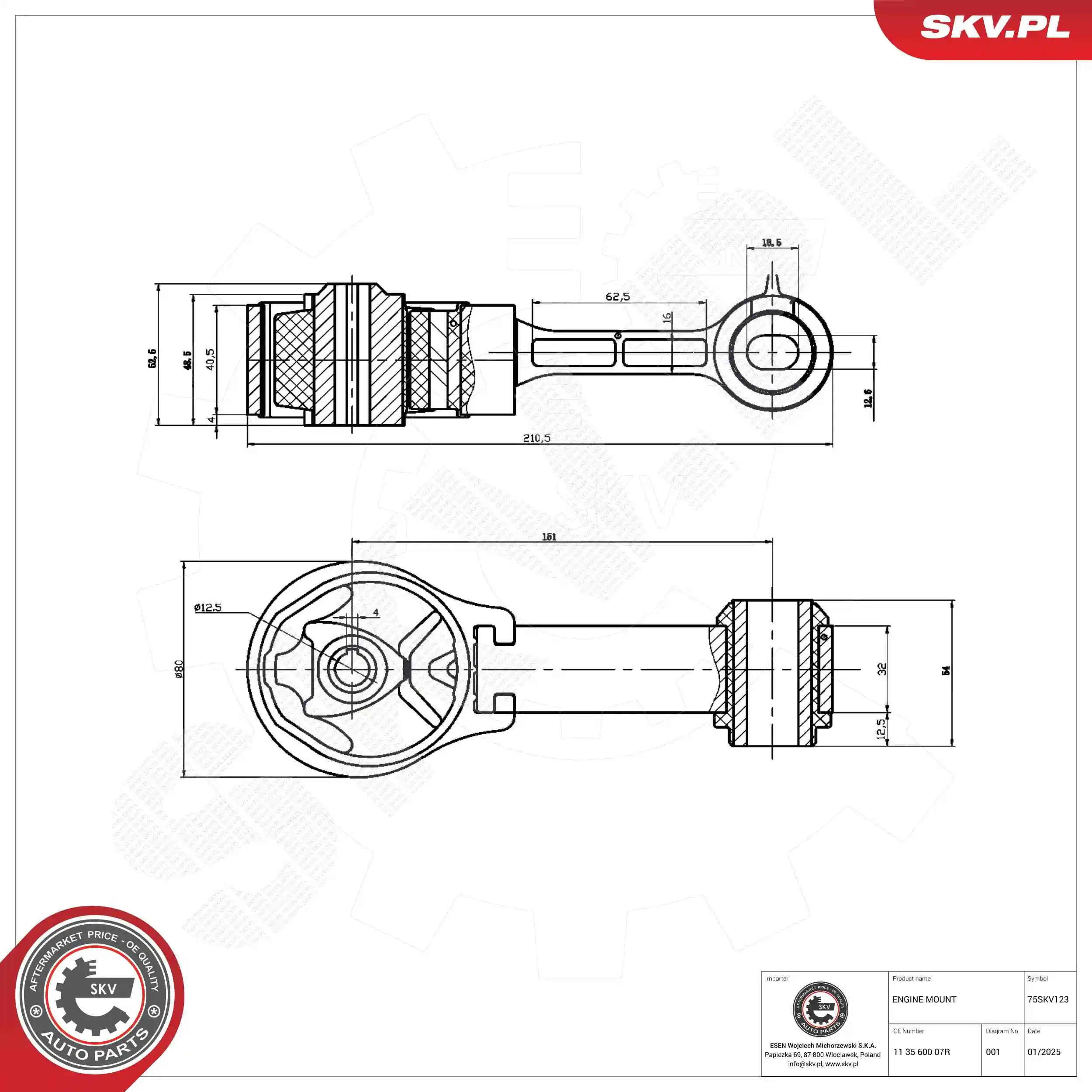 Mounting, engine 75SKV123