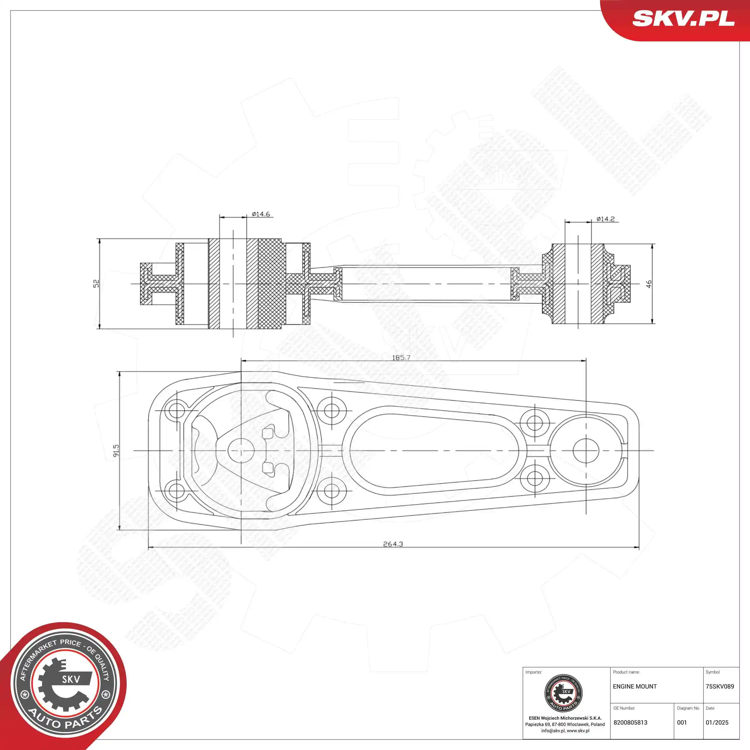 Mounting, engine 75SKV089
