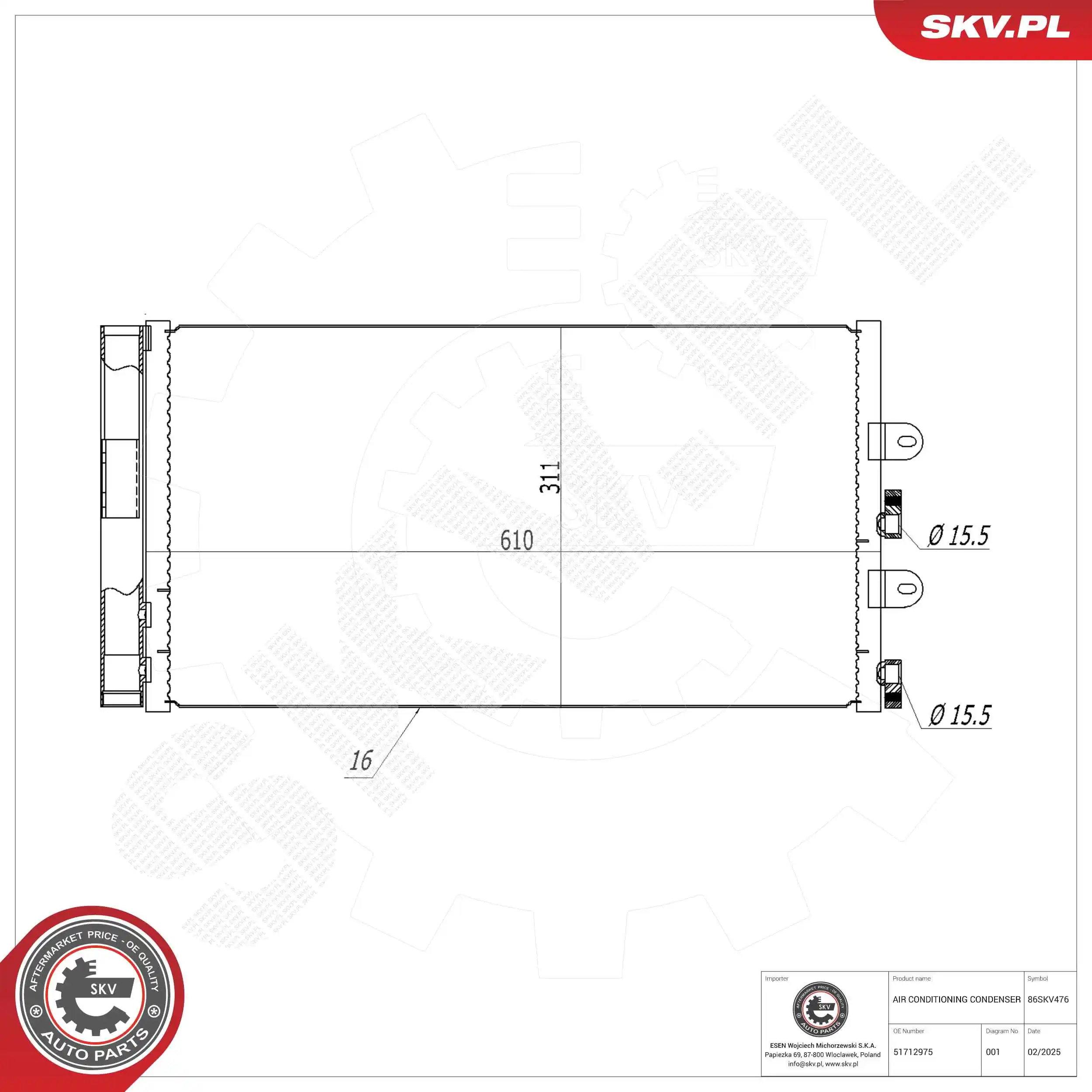 Condenser, air conditioning 86SKV476