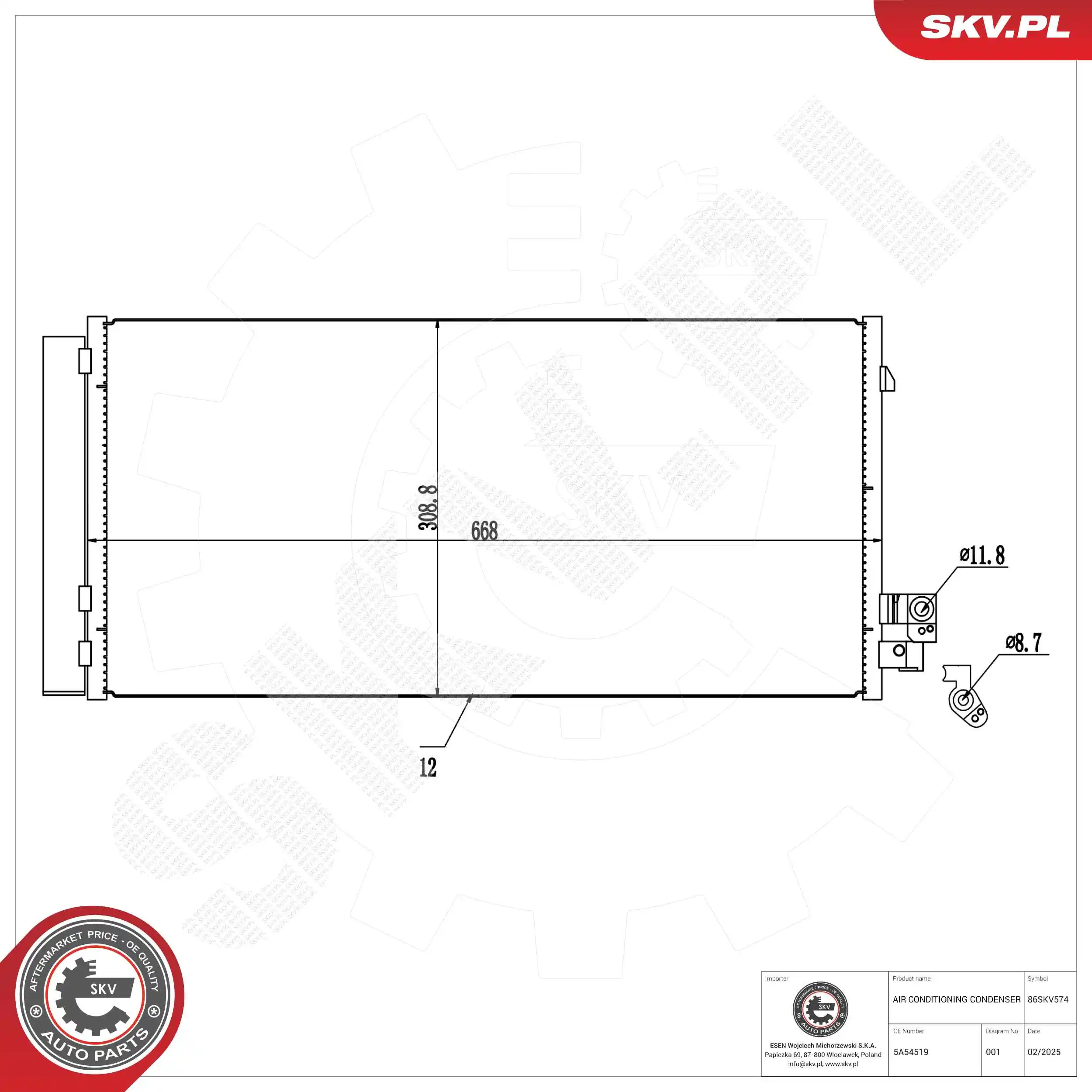 Condenser, air conditioning 86SKV574