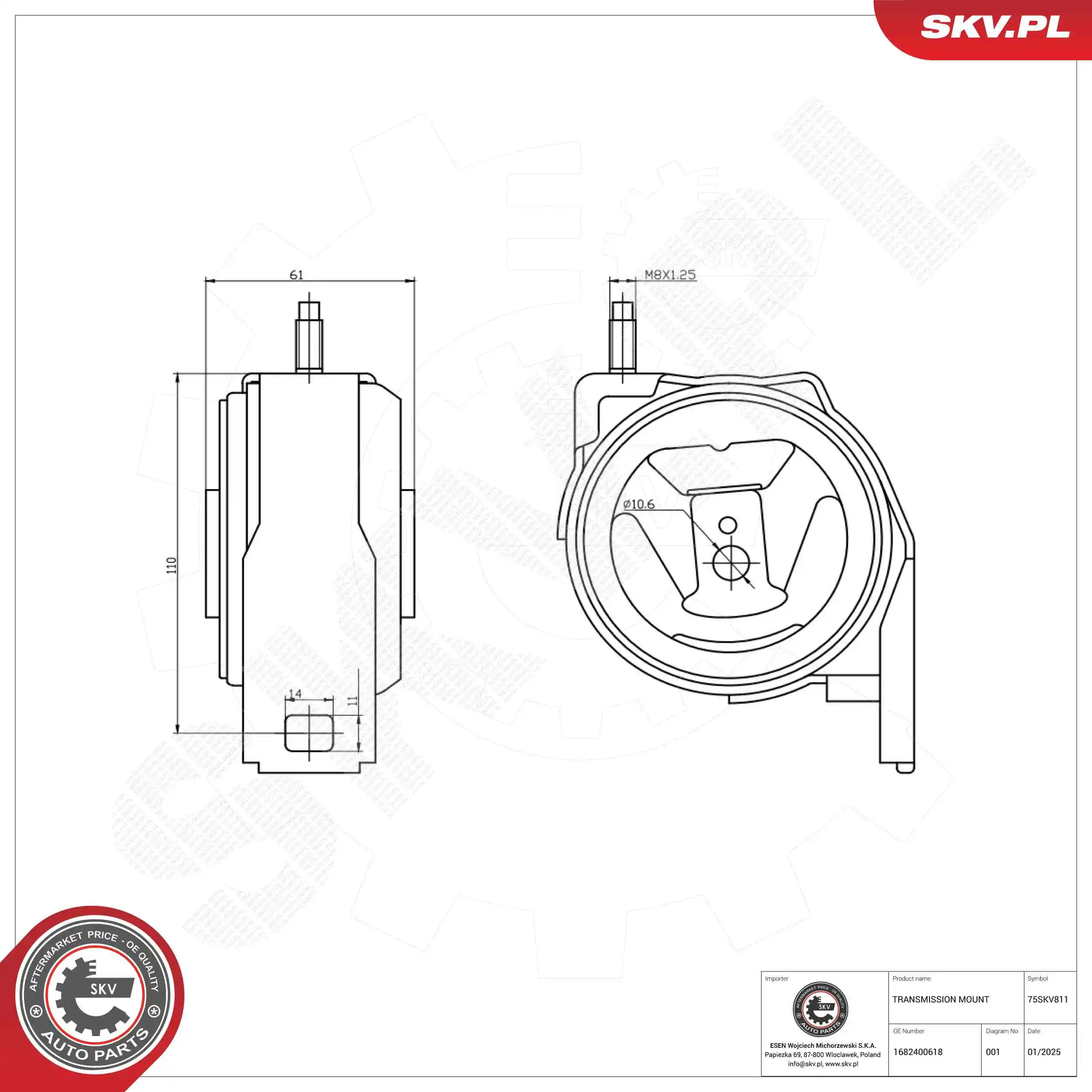 Mounting, automatic transmission 75SKV811