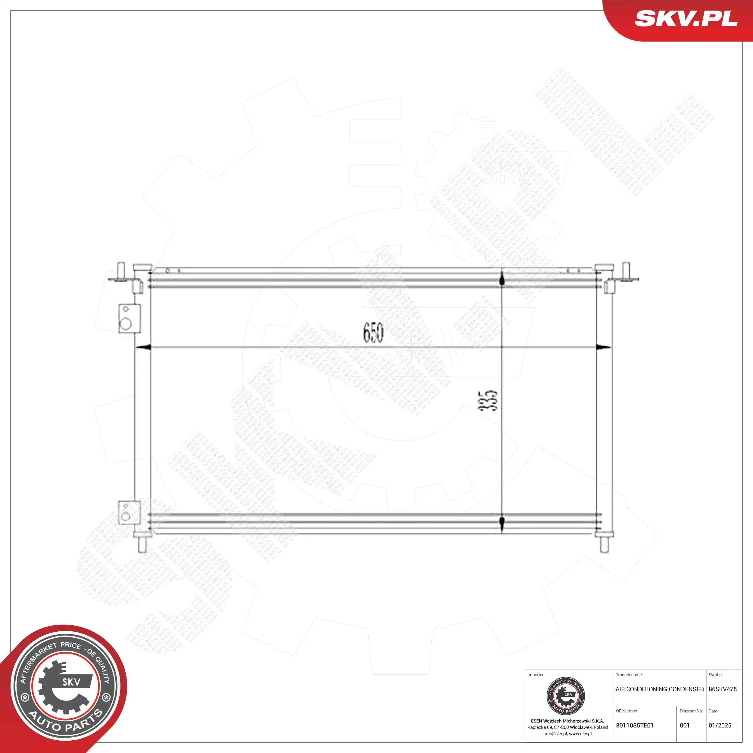 Condenser, air conditioning 86SKV475