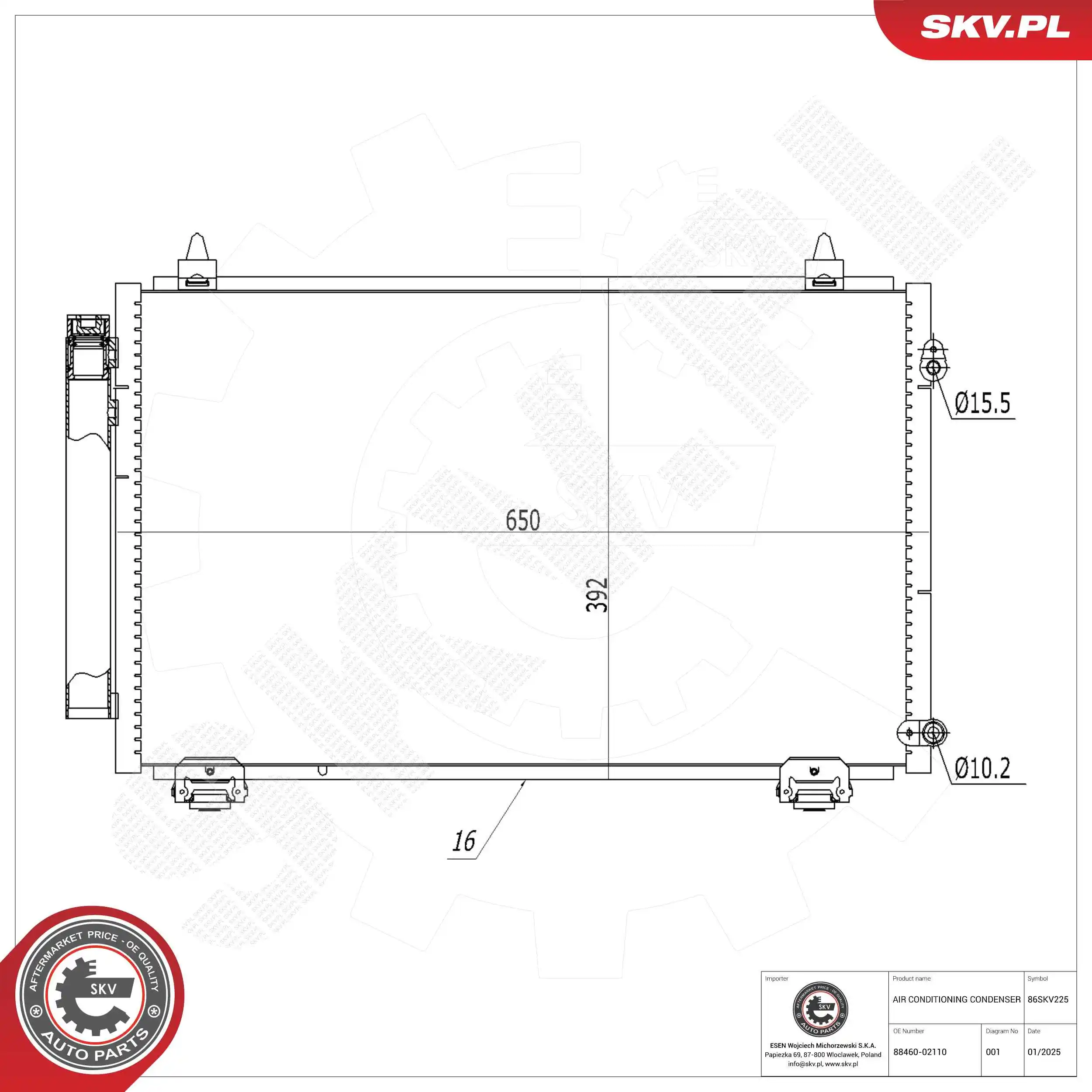 Condenser, air conditioning 86SKV225