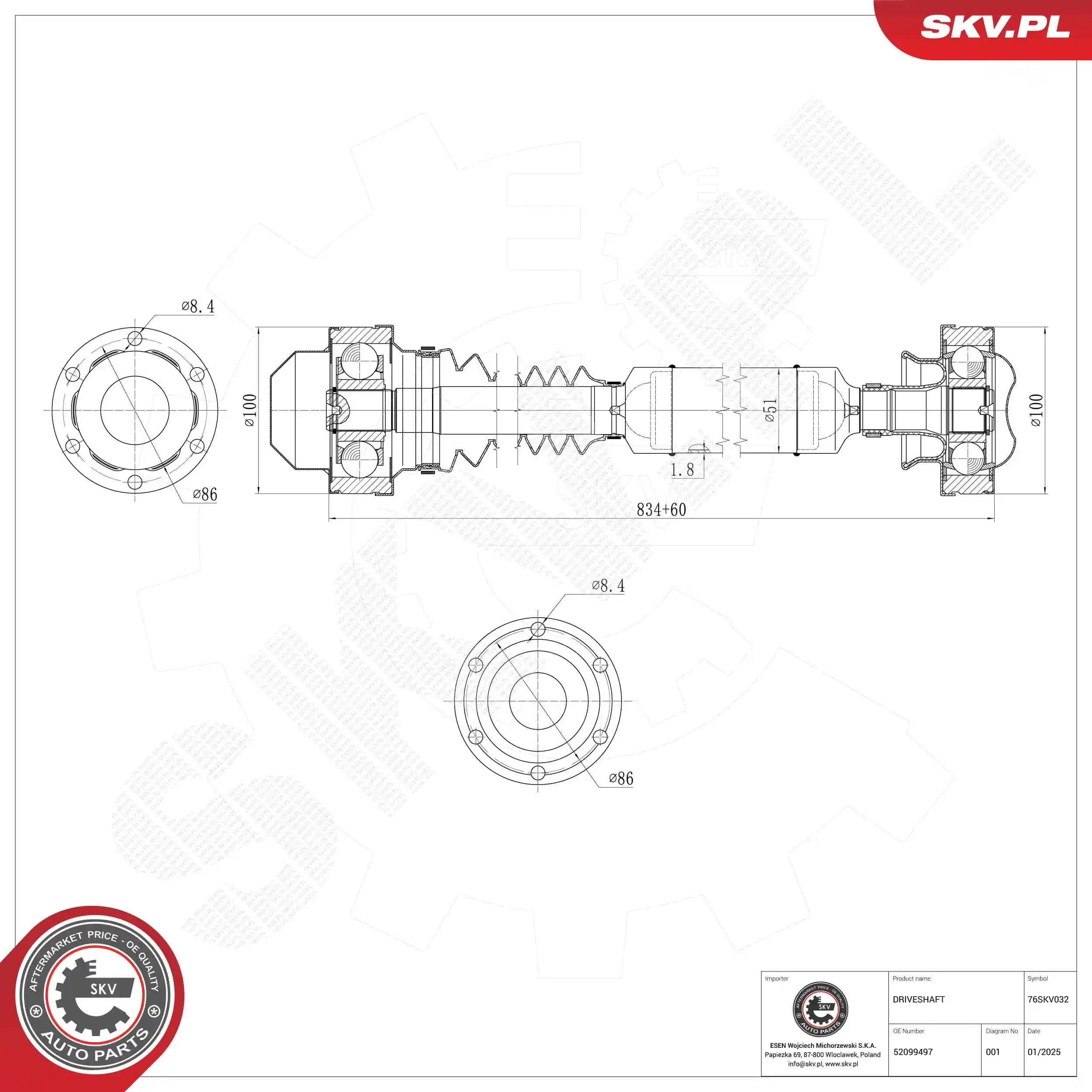 Drive Shaft 76SKV032