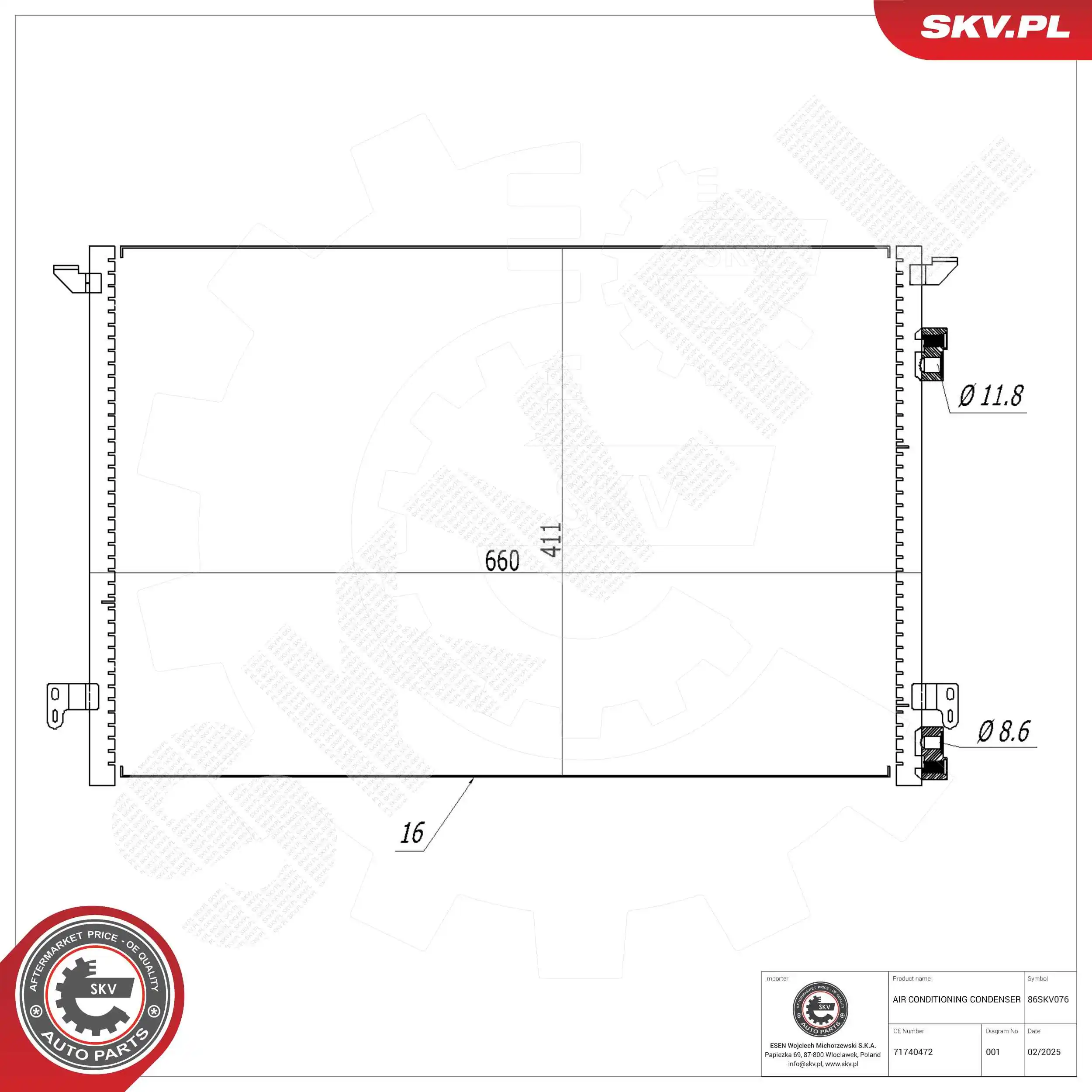 Condenser, air conditioning 86SKV076