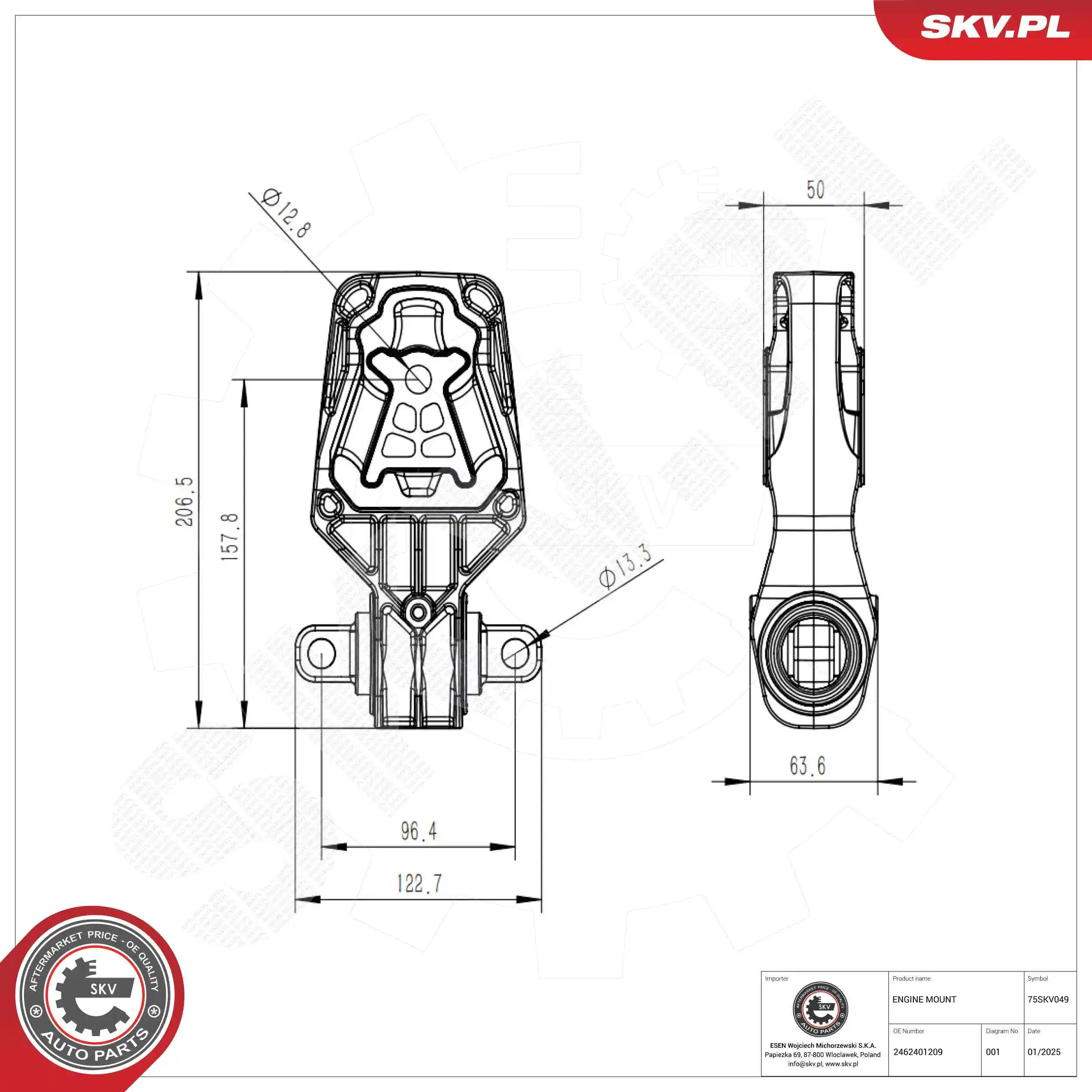 Mounting, engine 75SKV049
