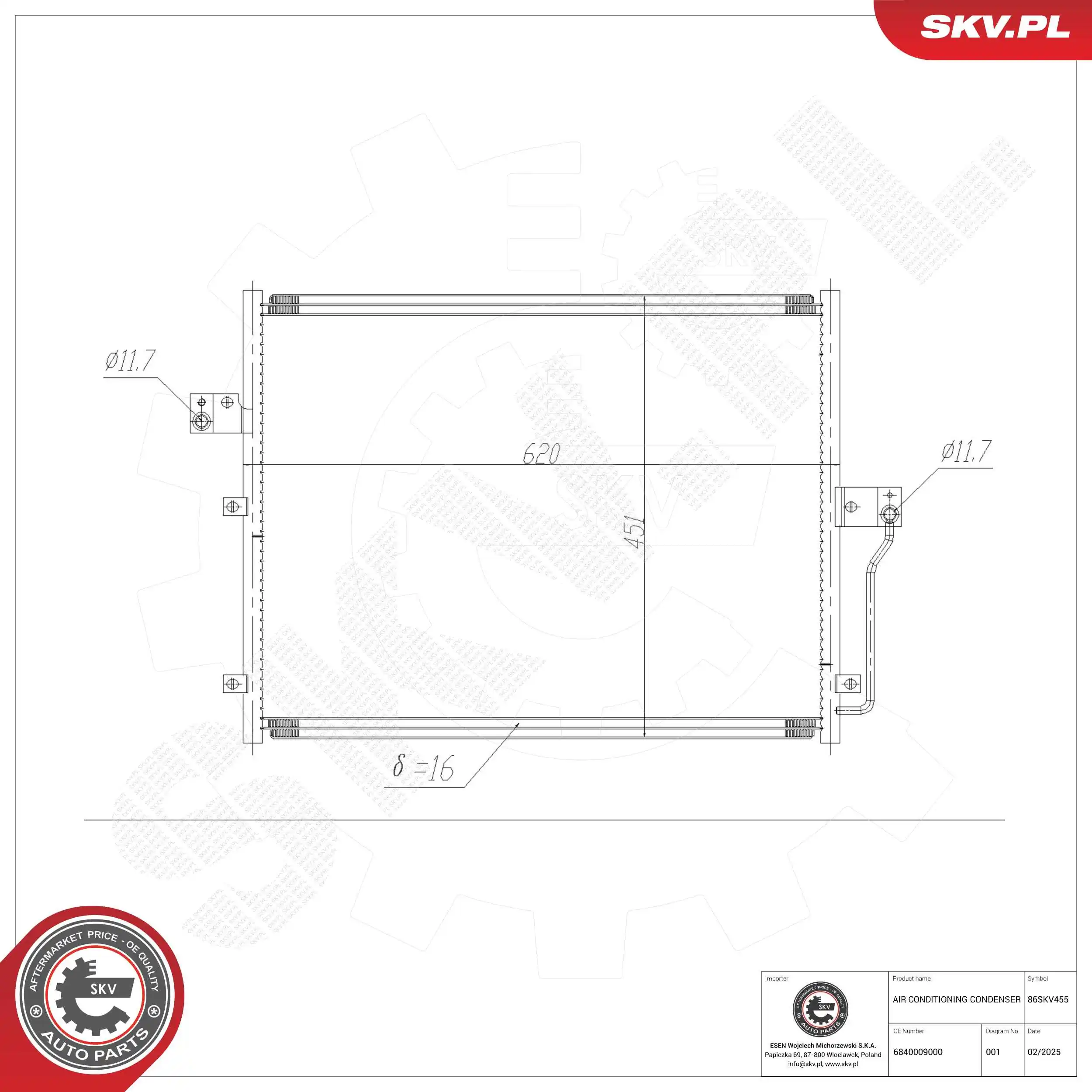 Condenser, air conditioning 86SKV455