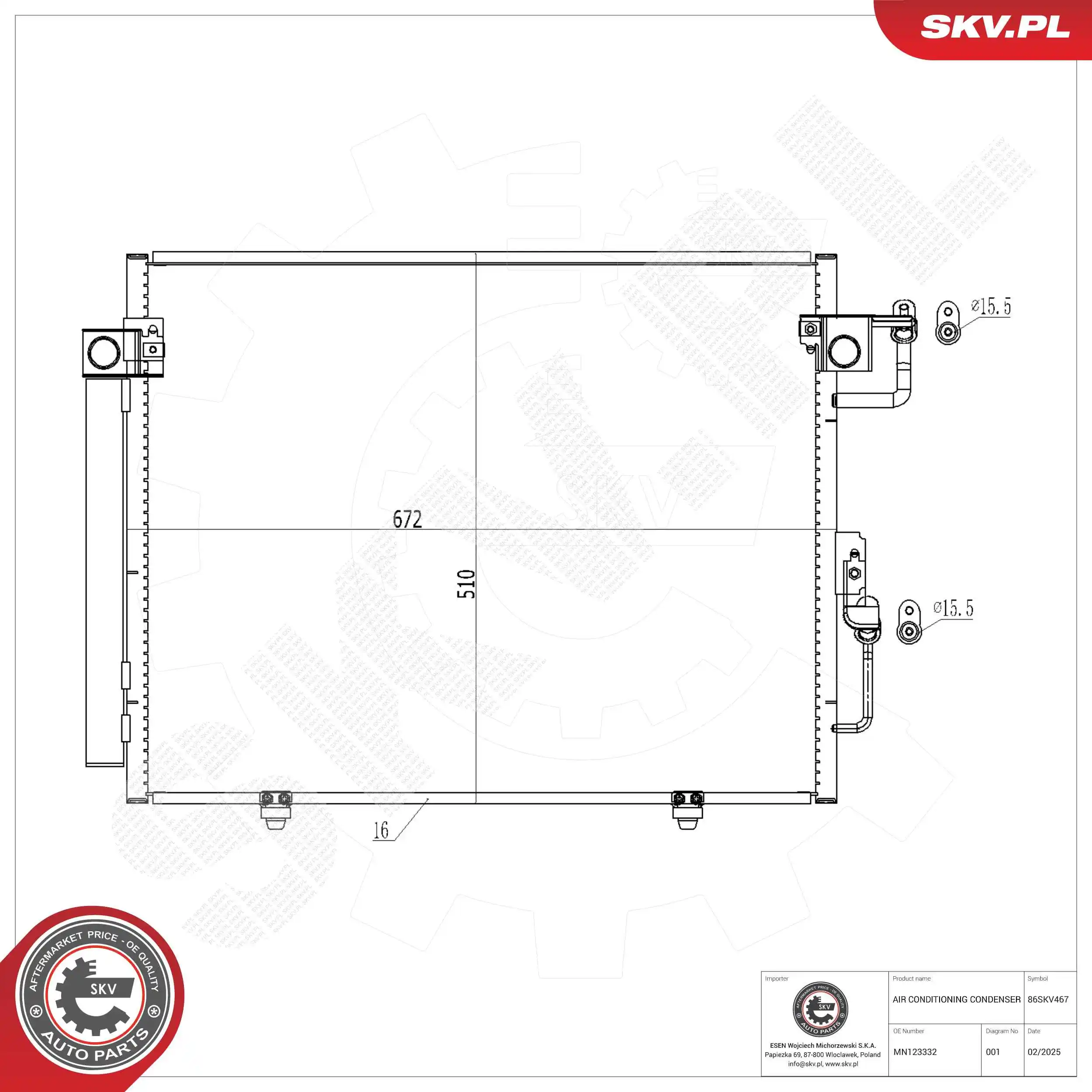 Condenser, air conditioning 86SKV467