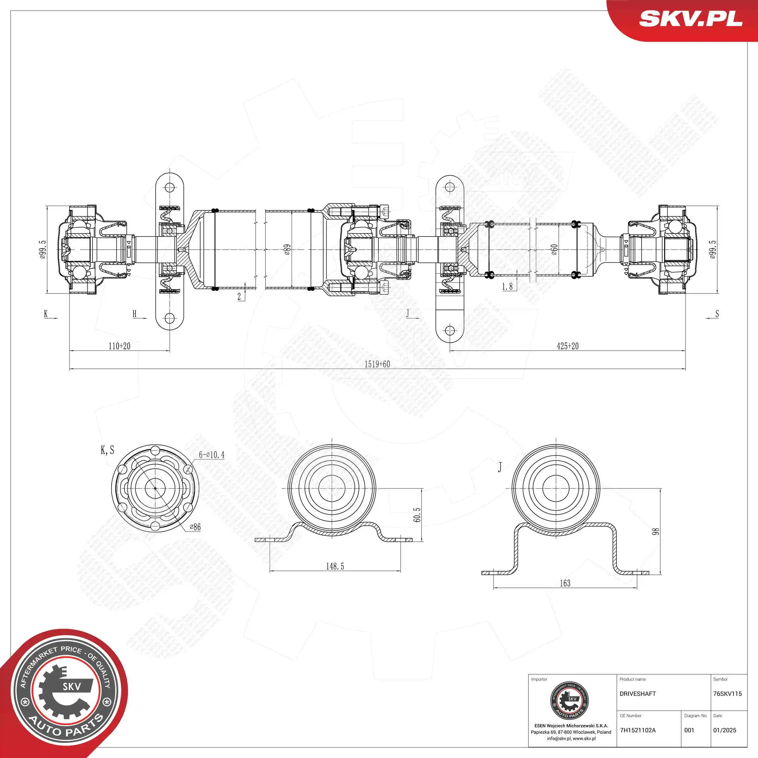 Drive Shaft 76SKV115