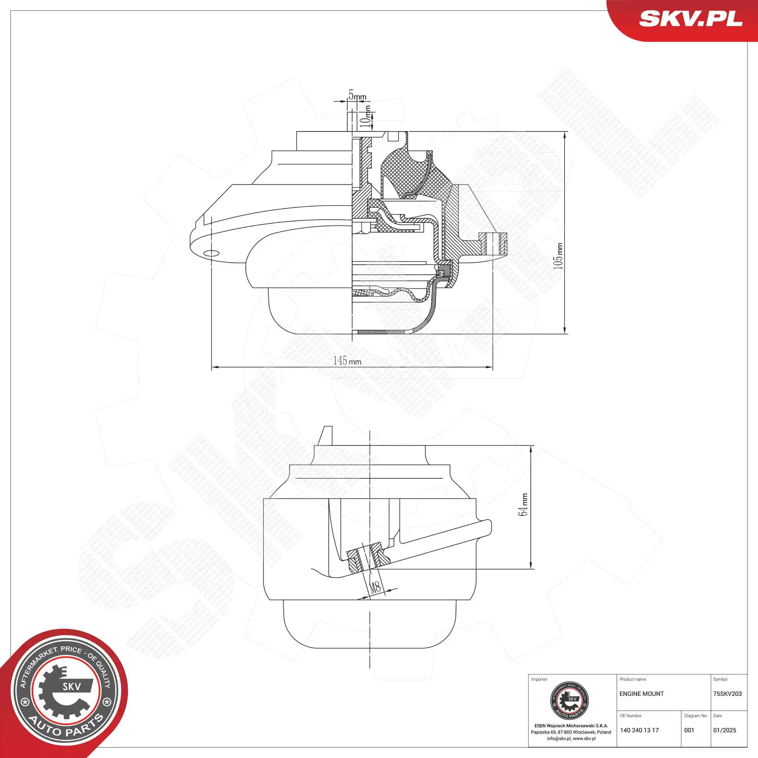 Mounting, engine 75SKV203