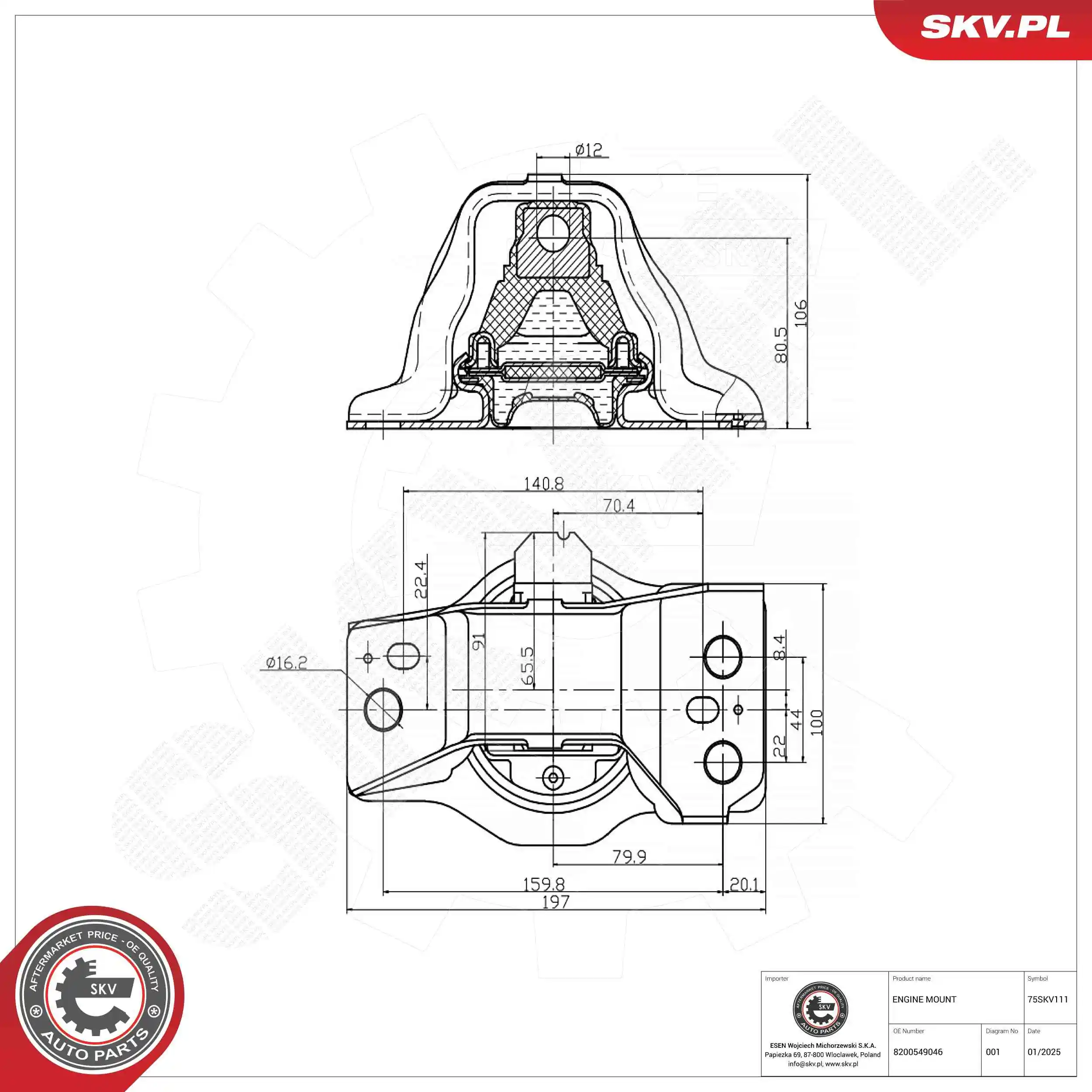Mounting, engine 75SKV111